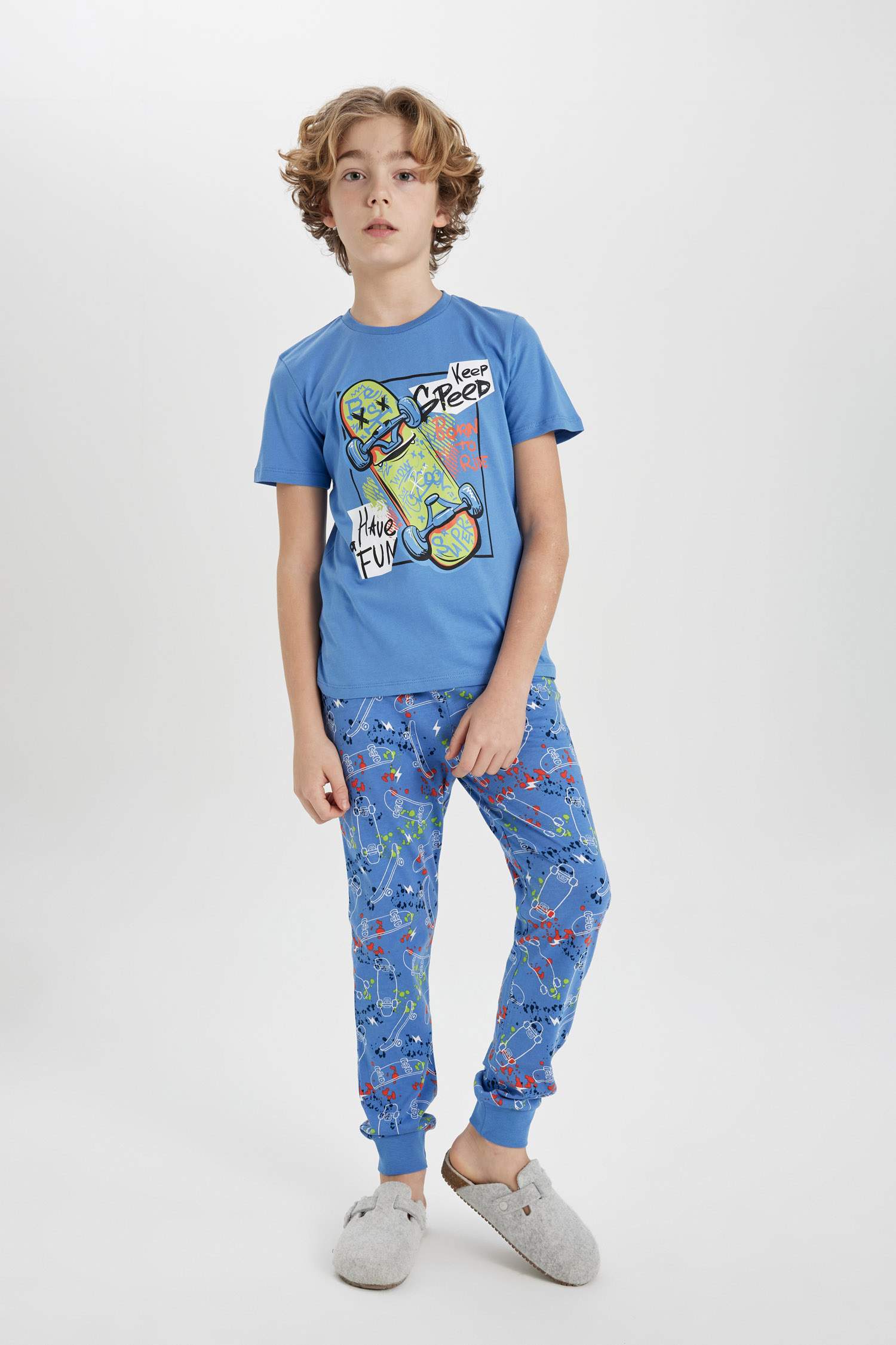 Boy Printed Short Sleeve 2 Piece Pajama Set