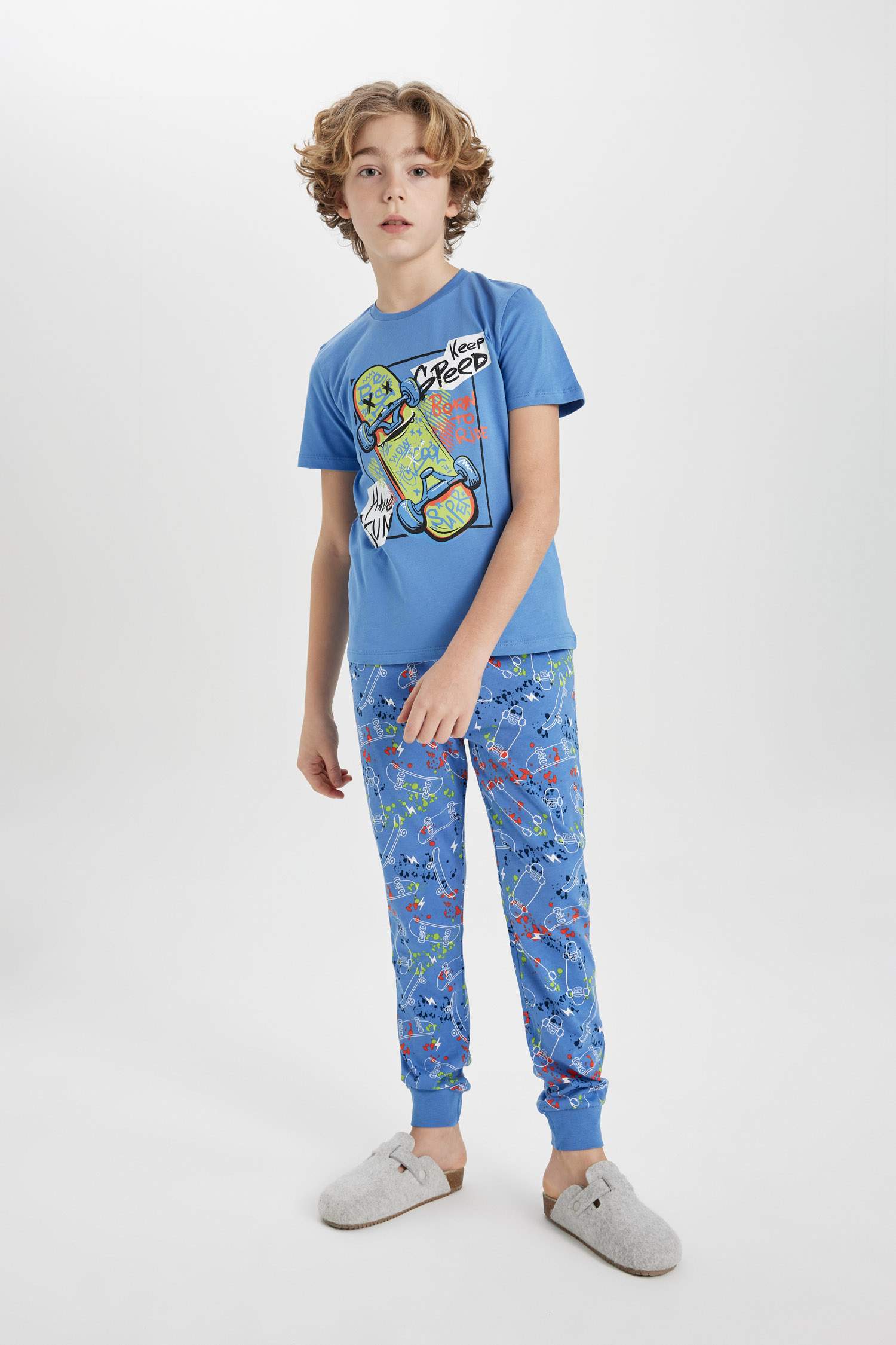 Boy Printed Short Sleeve 2 Piece Pajama Set