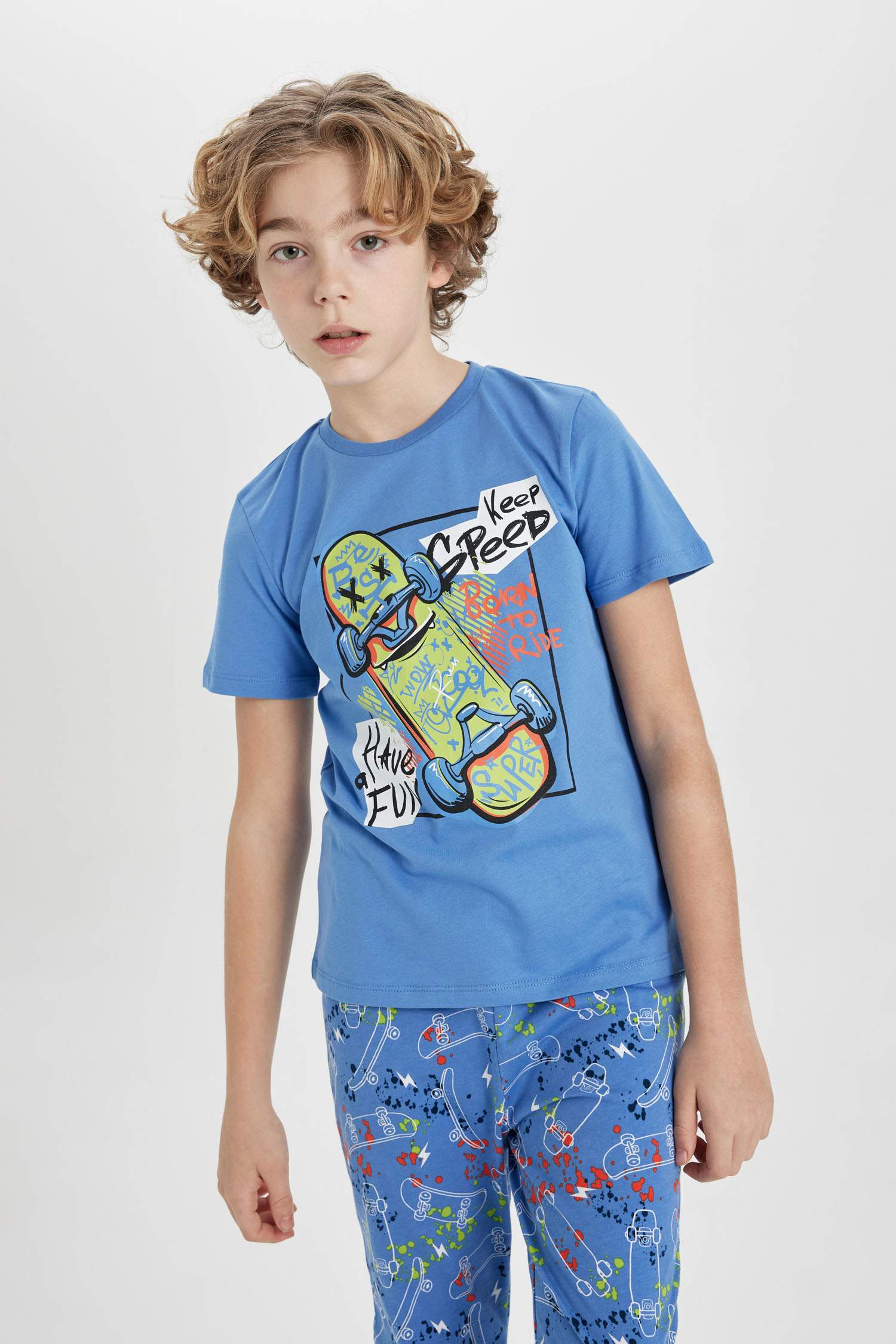Boy Printed Short Sleeve 2 Piece Pajama Set