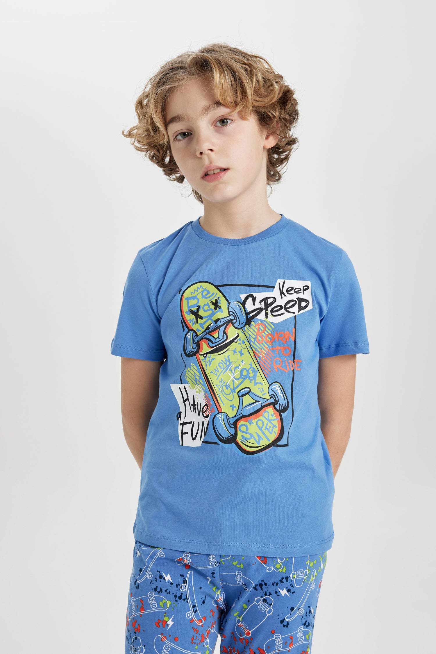 Boy Printed Short Sleeve 2 Piece Pajama Set