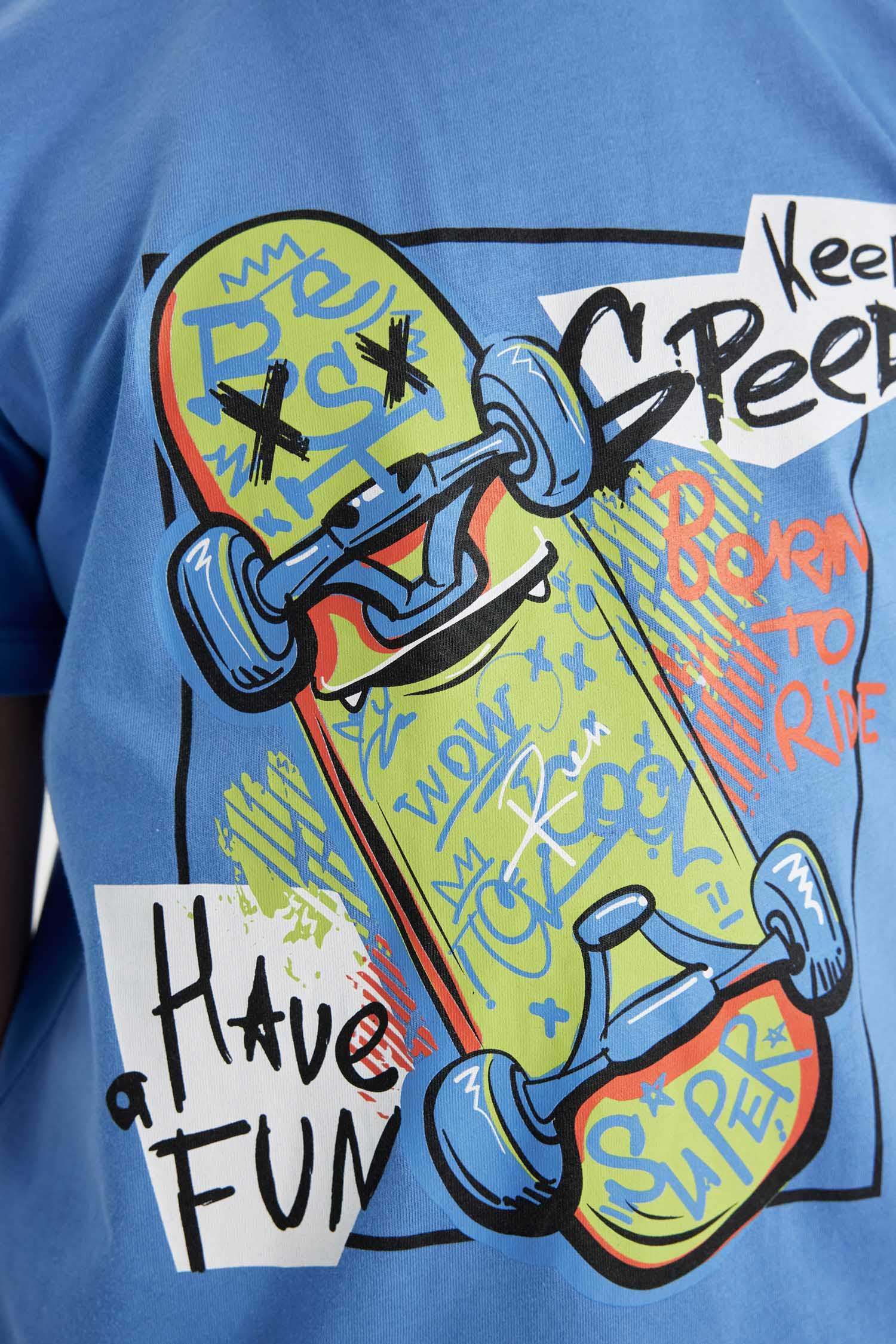 Boy Printed Short Sleeve 2 Piece Pajama Set