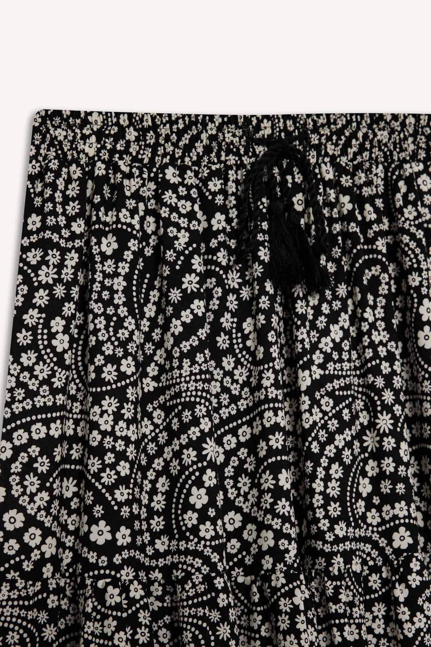 Beli Lastikli Desenli Kiloş Maxi Etek