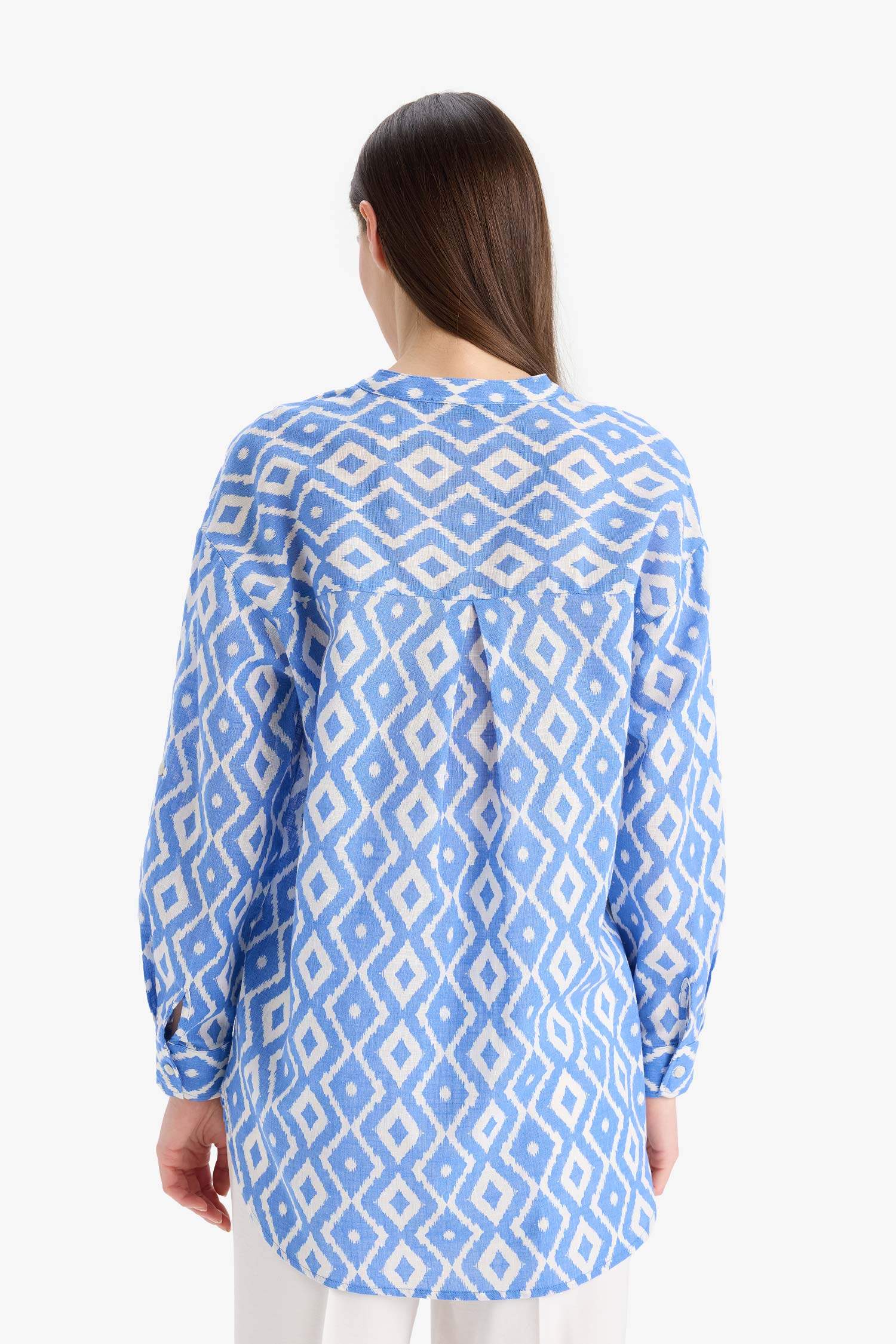 قميص طويل قطن مطبوع قصة مريحة