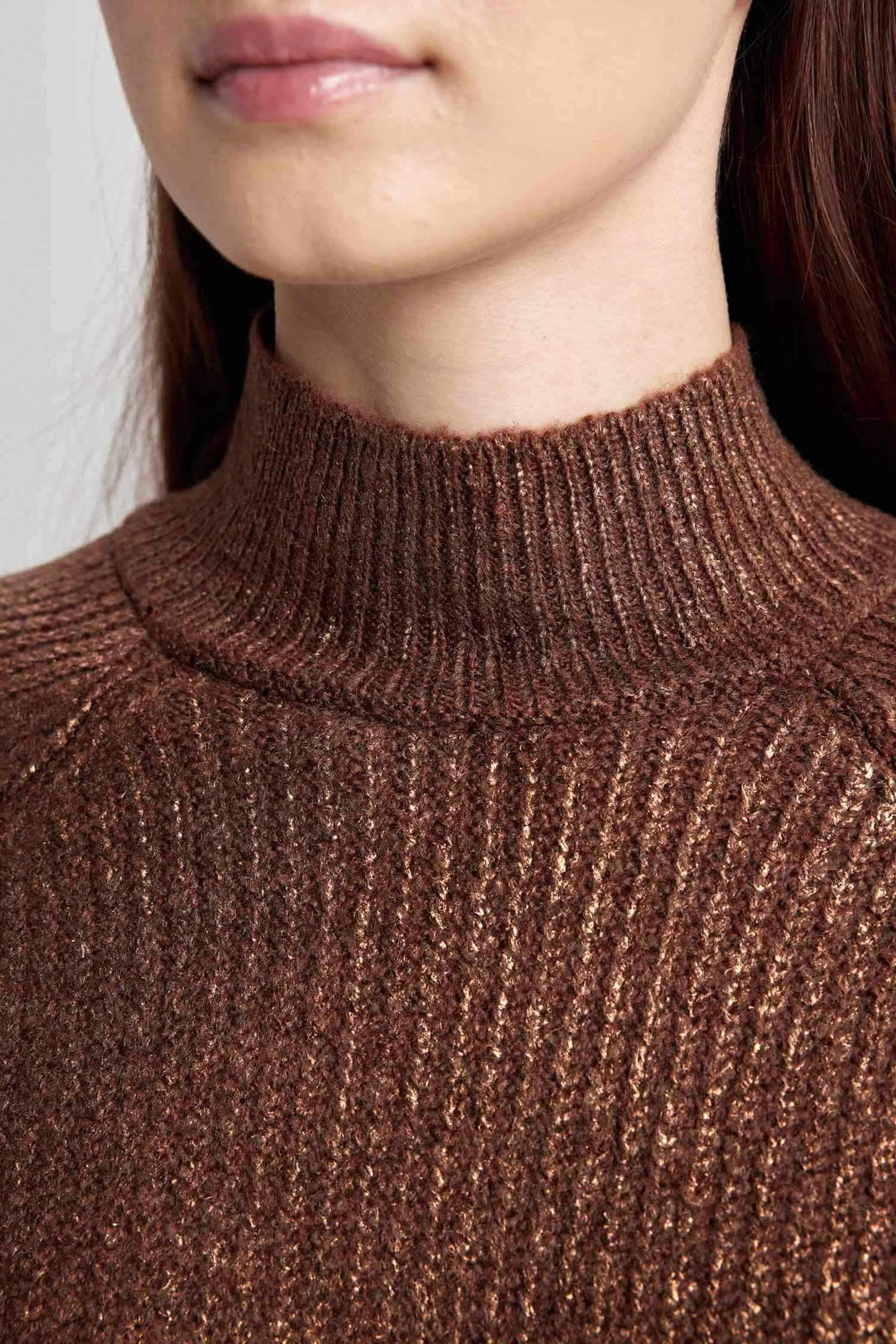 Regular Fit Half Turtleneck Basic Knitted Pullover Tunic