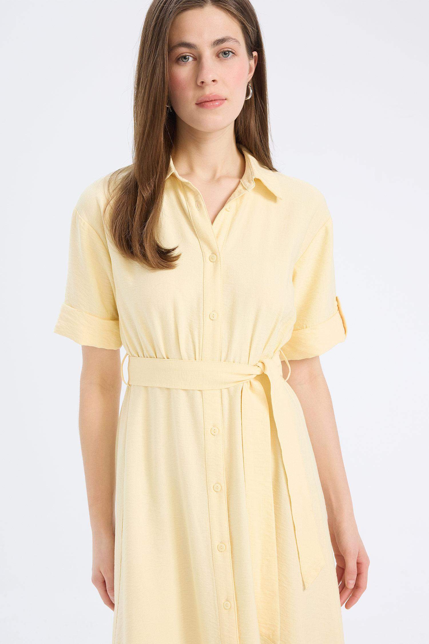 Shirt Collar Midi Dress