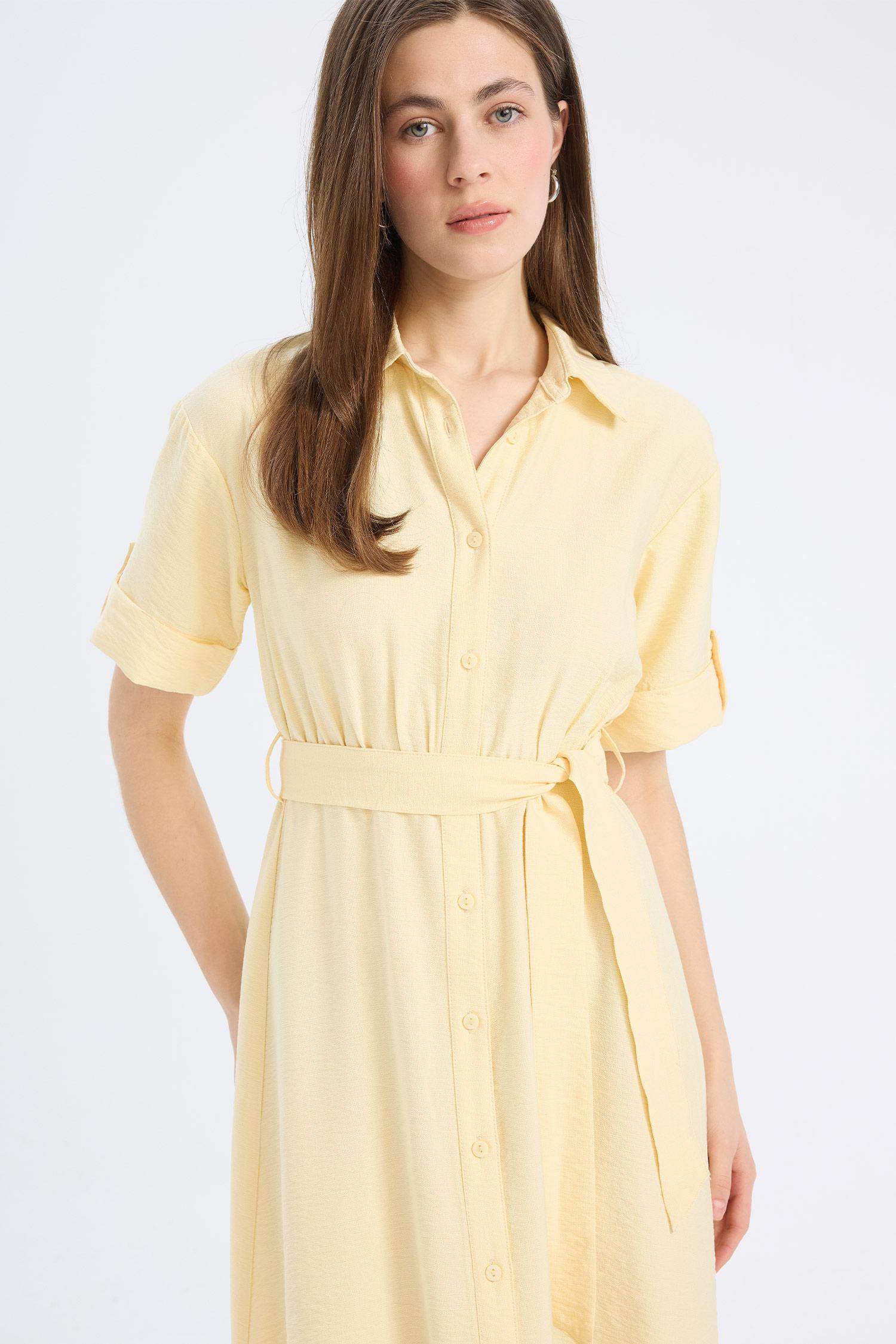 Shirt Collar Midi Dress