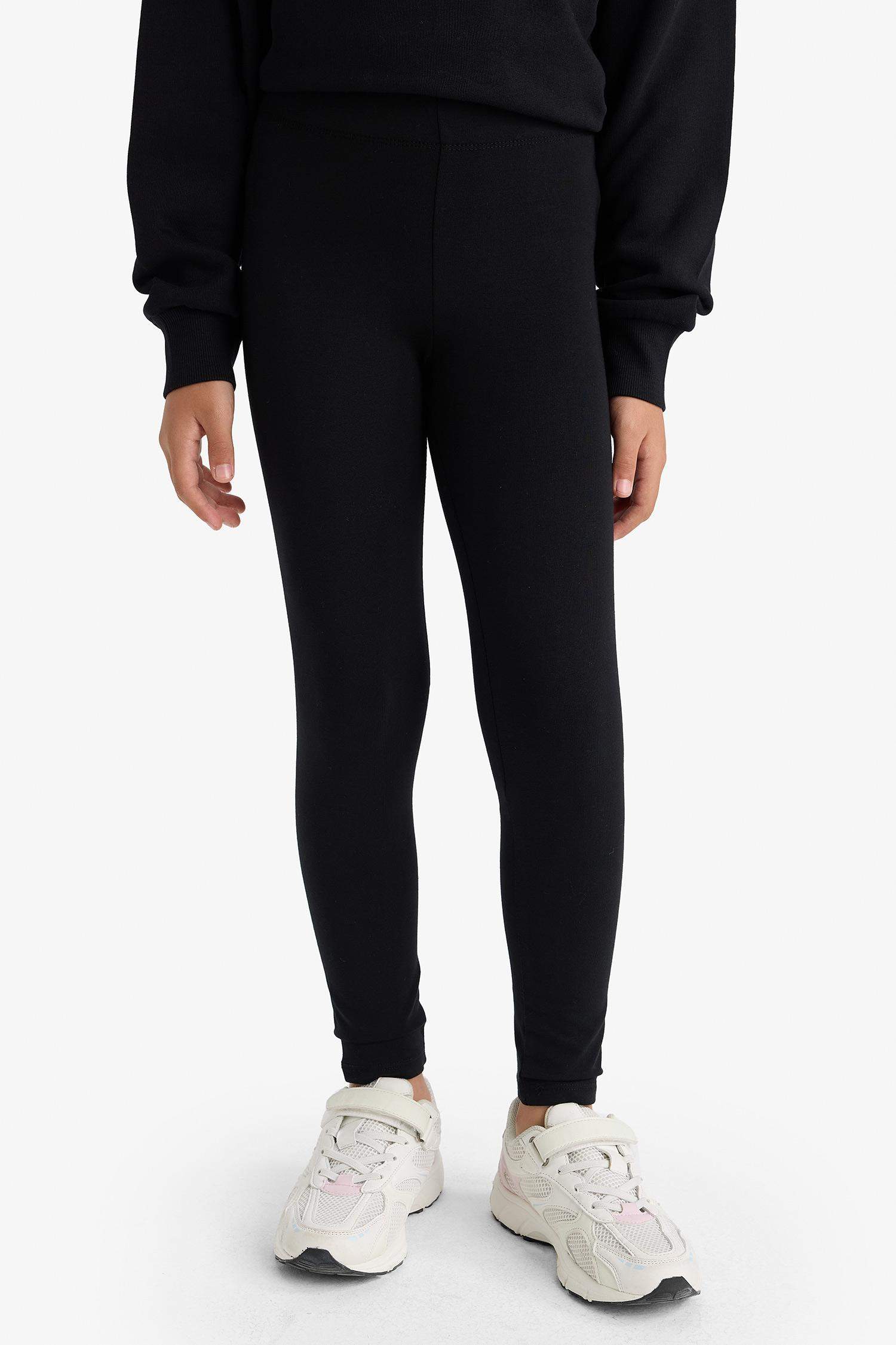 Kız Çocuk Basic Düz Uzun Siyah Tayt