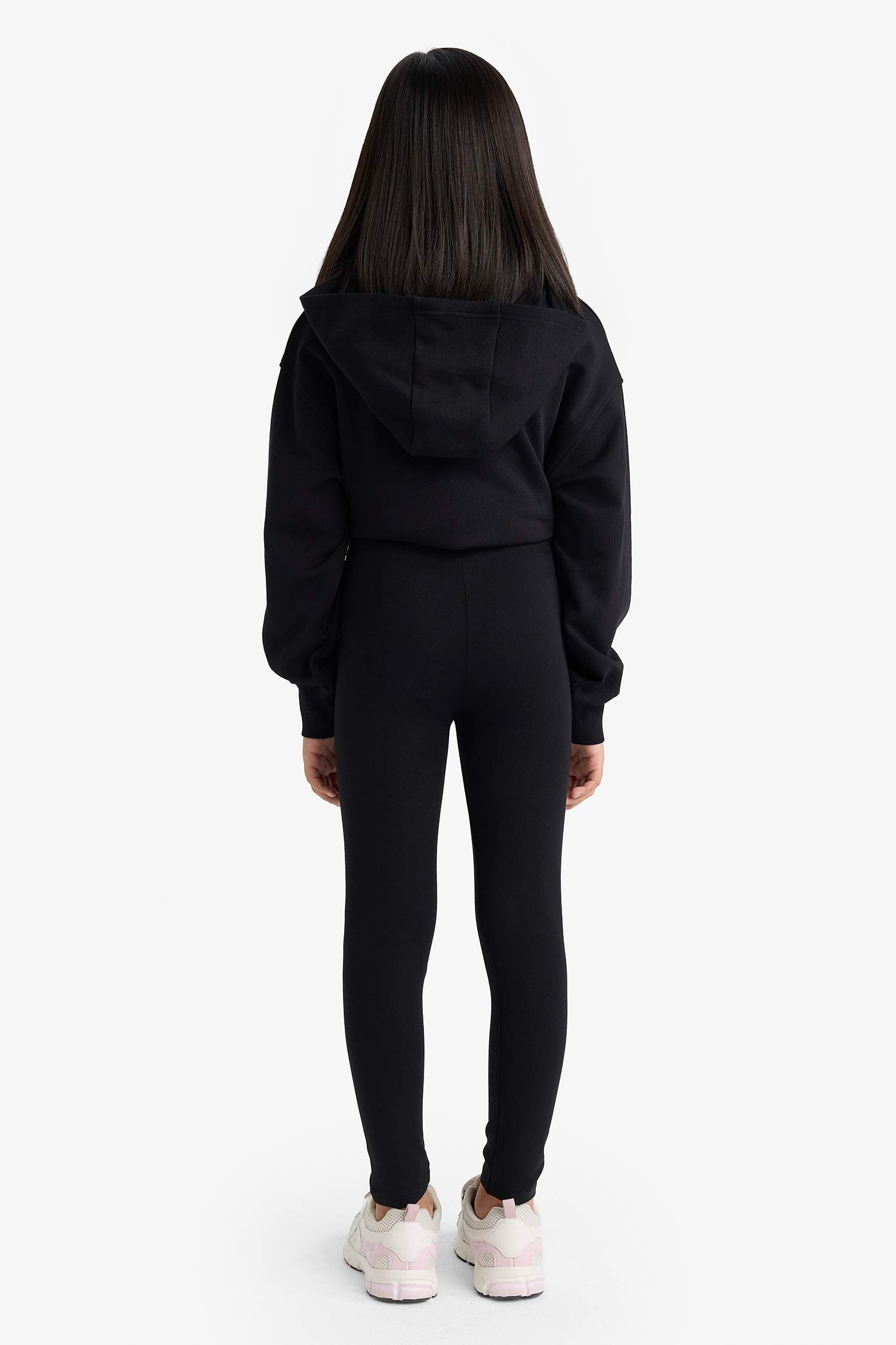 Kız Çocuk Basic Düz Uzun Siyah Tayt