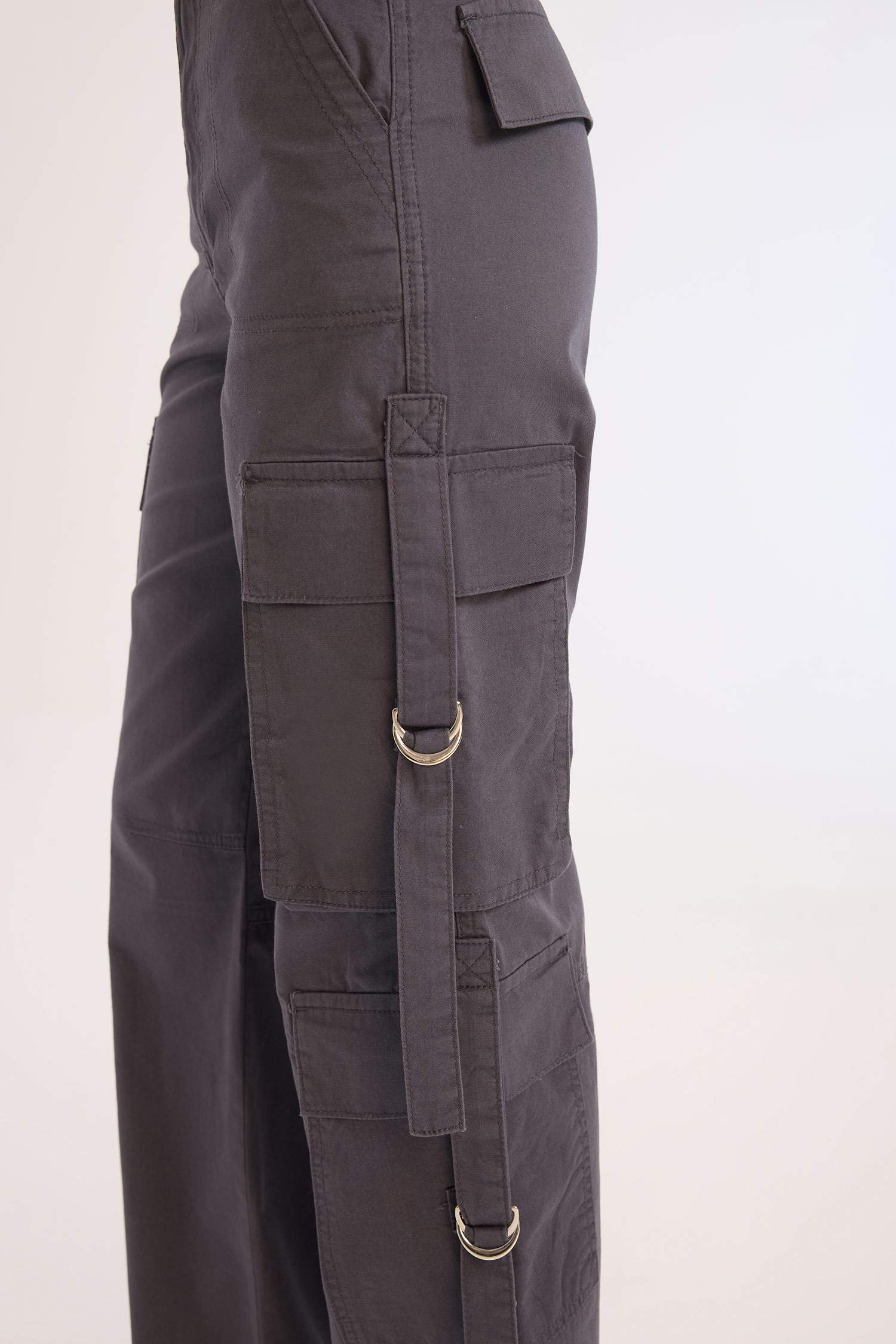 Coool Wide Leg Geniş Paça Pantolon Kargo Cepli Düz Basic