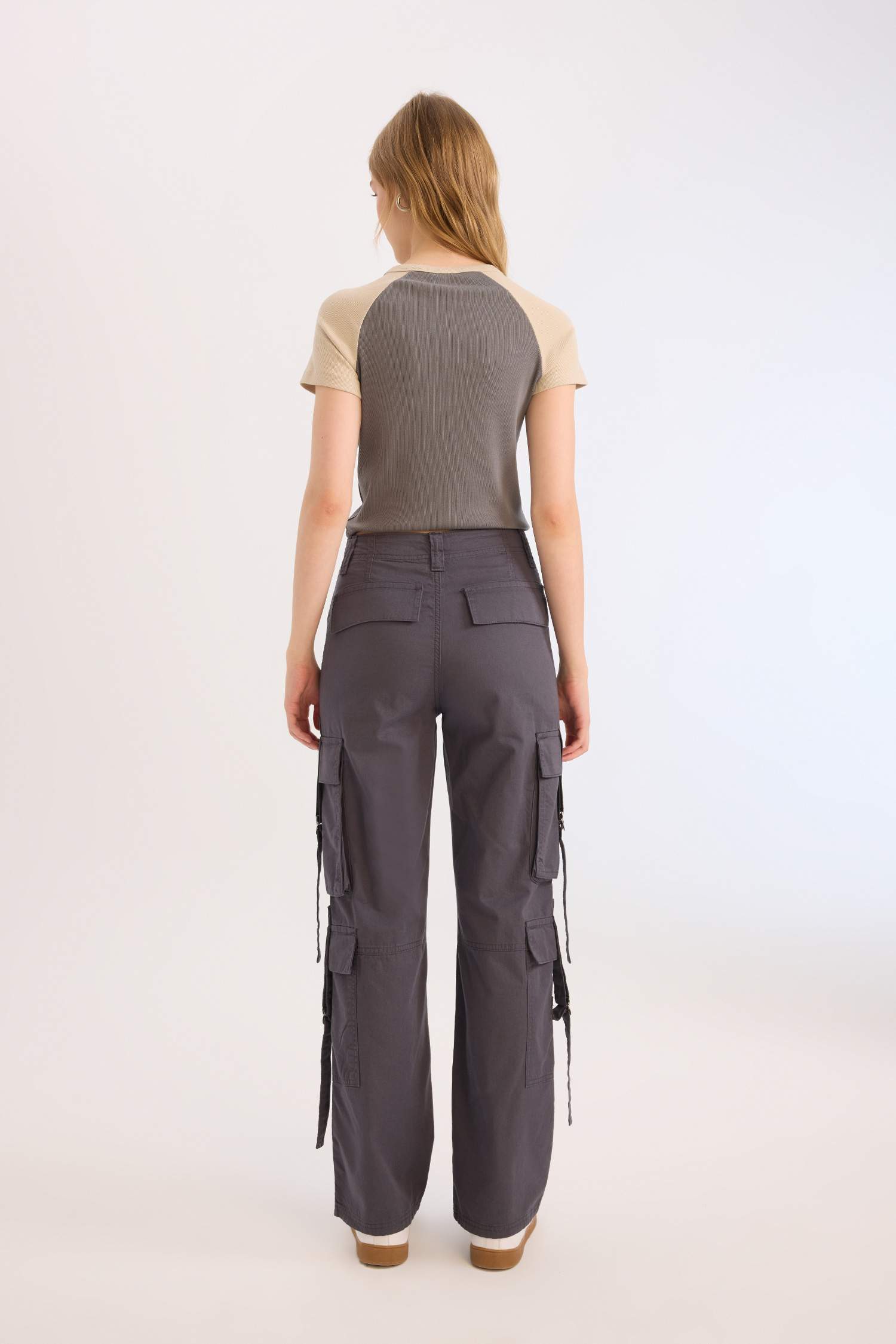 Coool Wide Leg Geniş Paça Pantolon Kargo Cepli Düz Basic