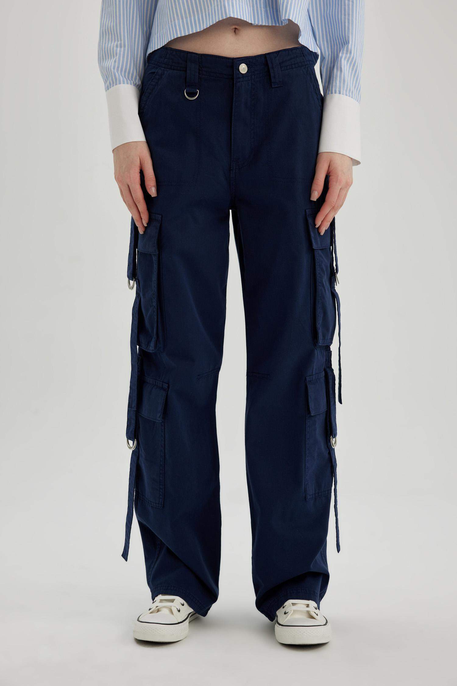 Coool Wide Leg Geniş Paça Pantolon Kargo Cepli Düz Basic