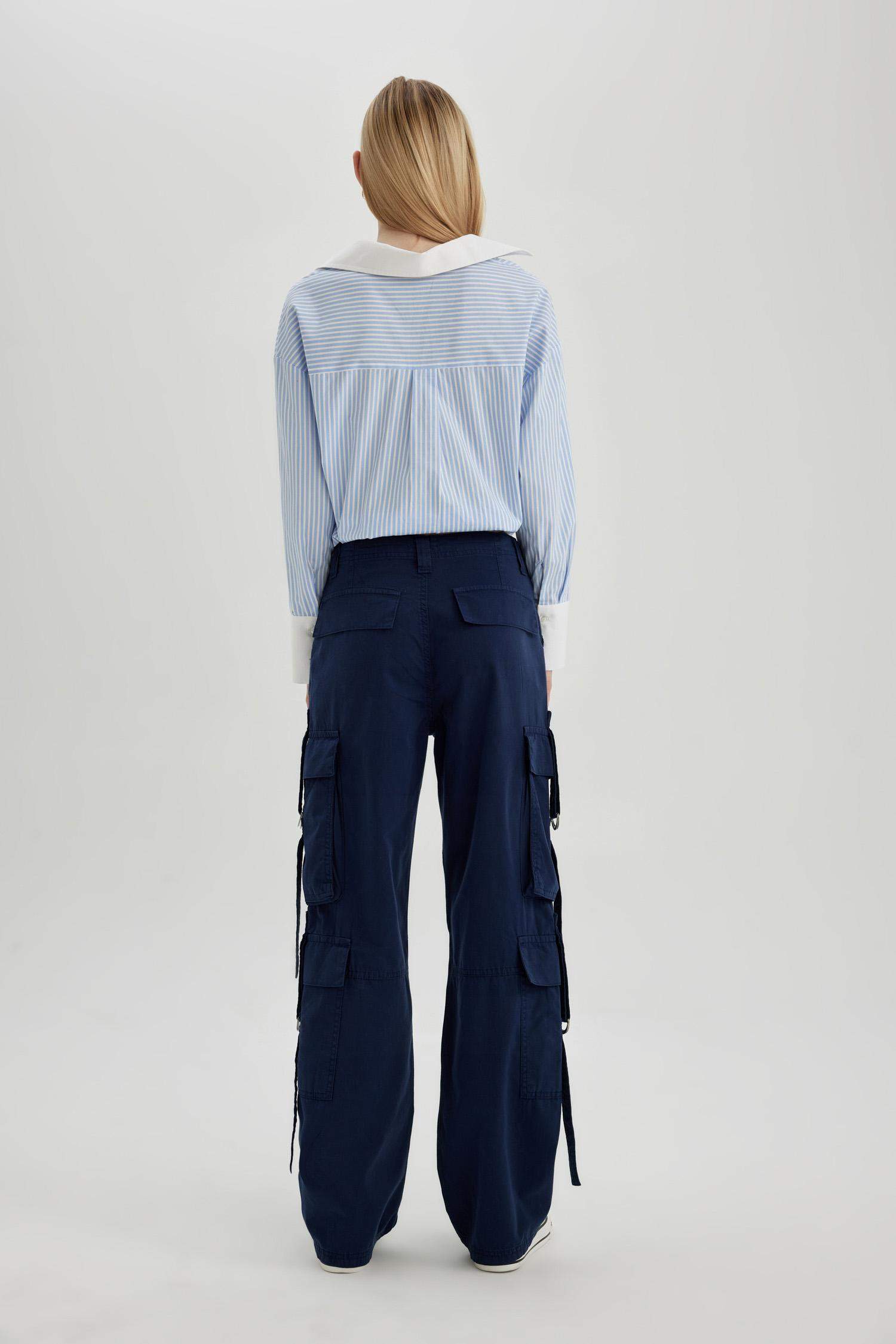 Coool Wide Leg Geniş Paça Pantolon Kargo Cepli Düz Basic