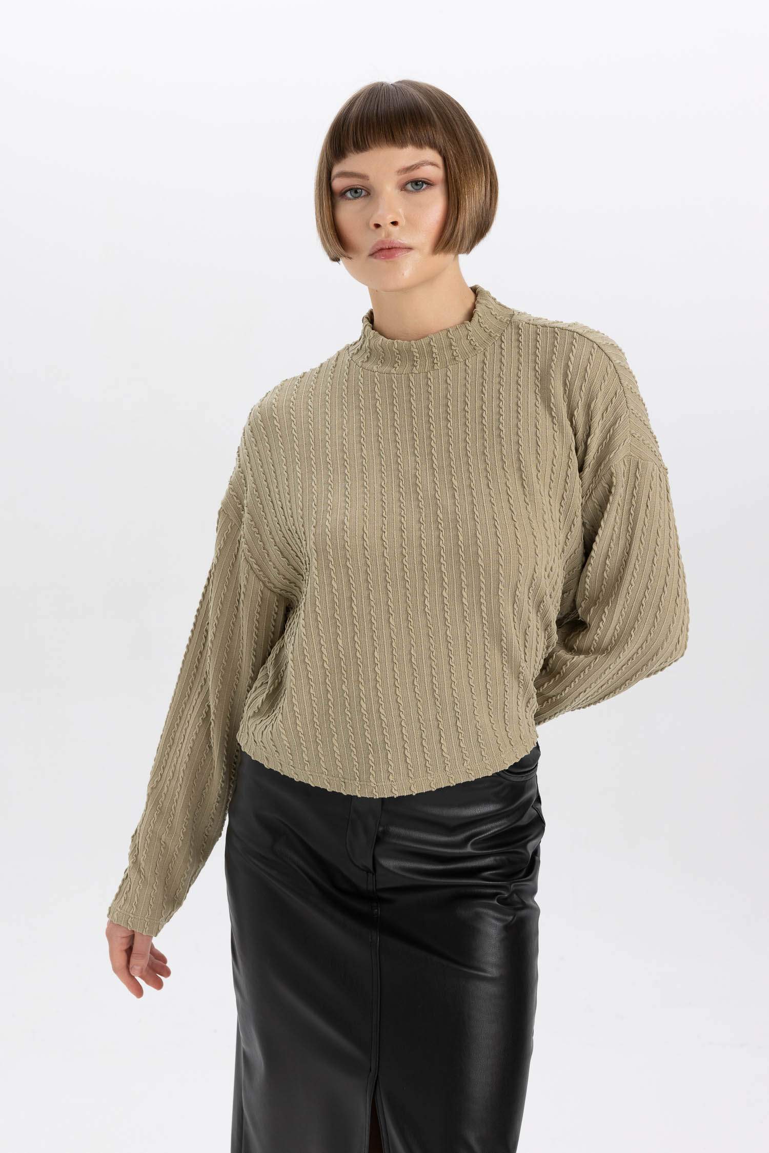 Relax Fit Half Turtleneck Basic Sweatshirt