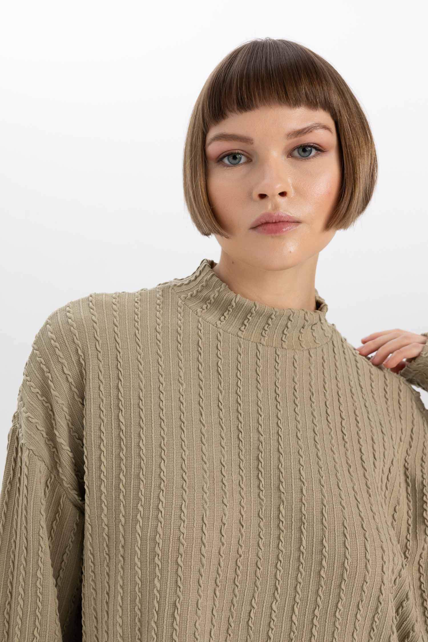 Relax Fit Half Turtleneck Basic Sweatshirt