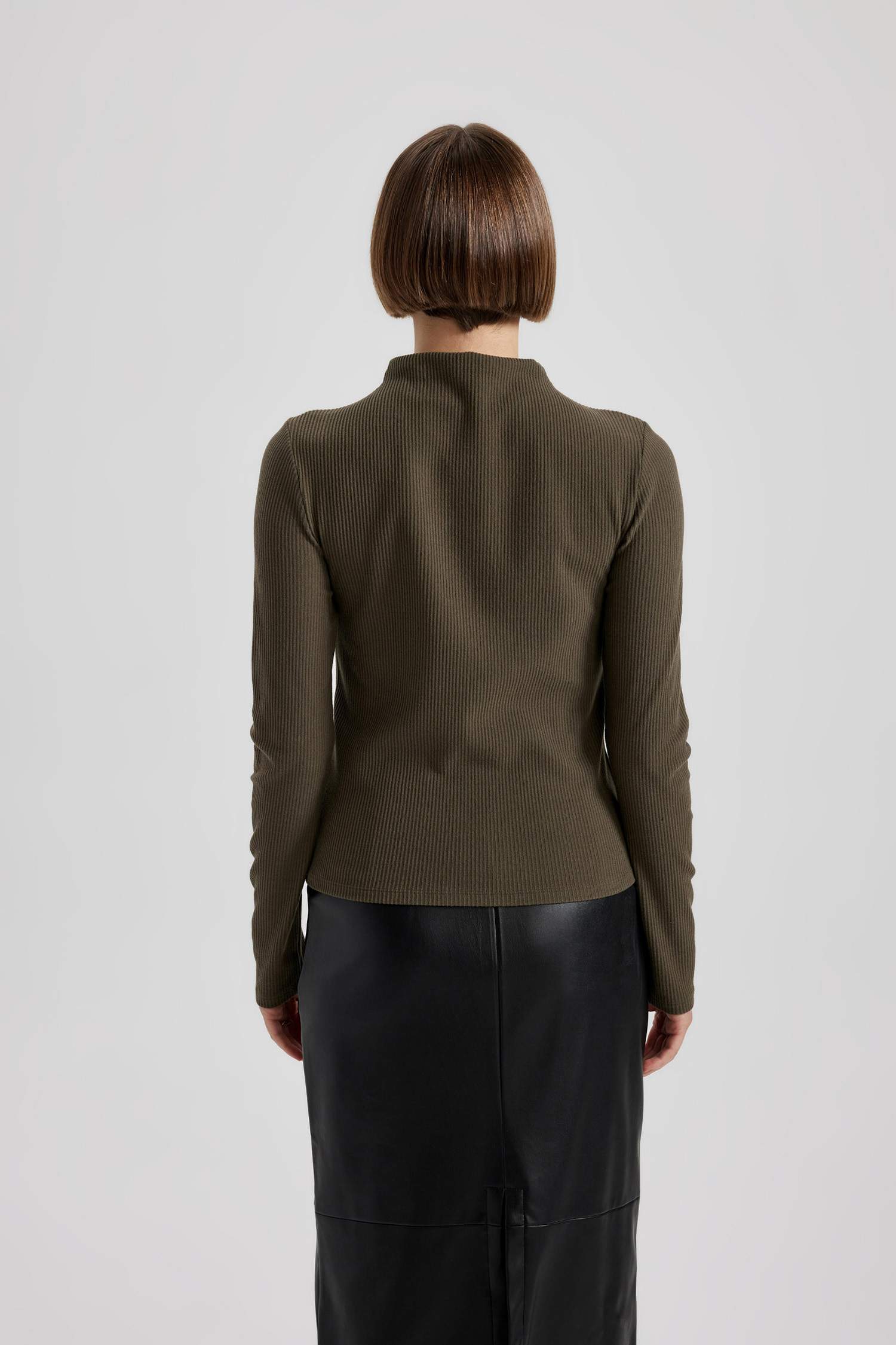 Slim Fit Turtleneck Corduroy Long Sleeve T-Shirt