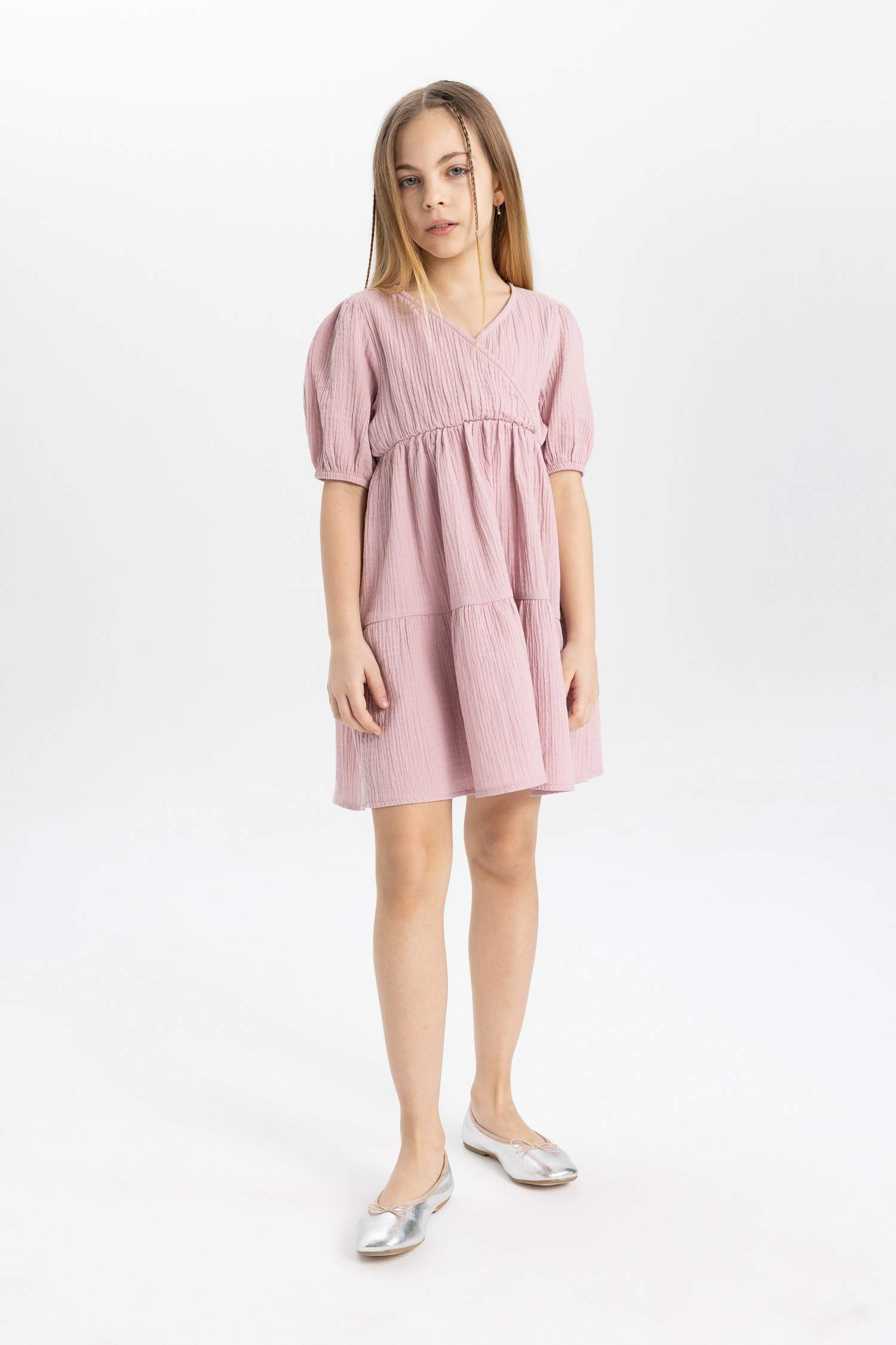 Girl Muslin Short Sleeve Dress