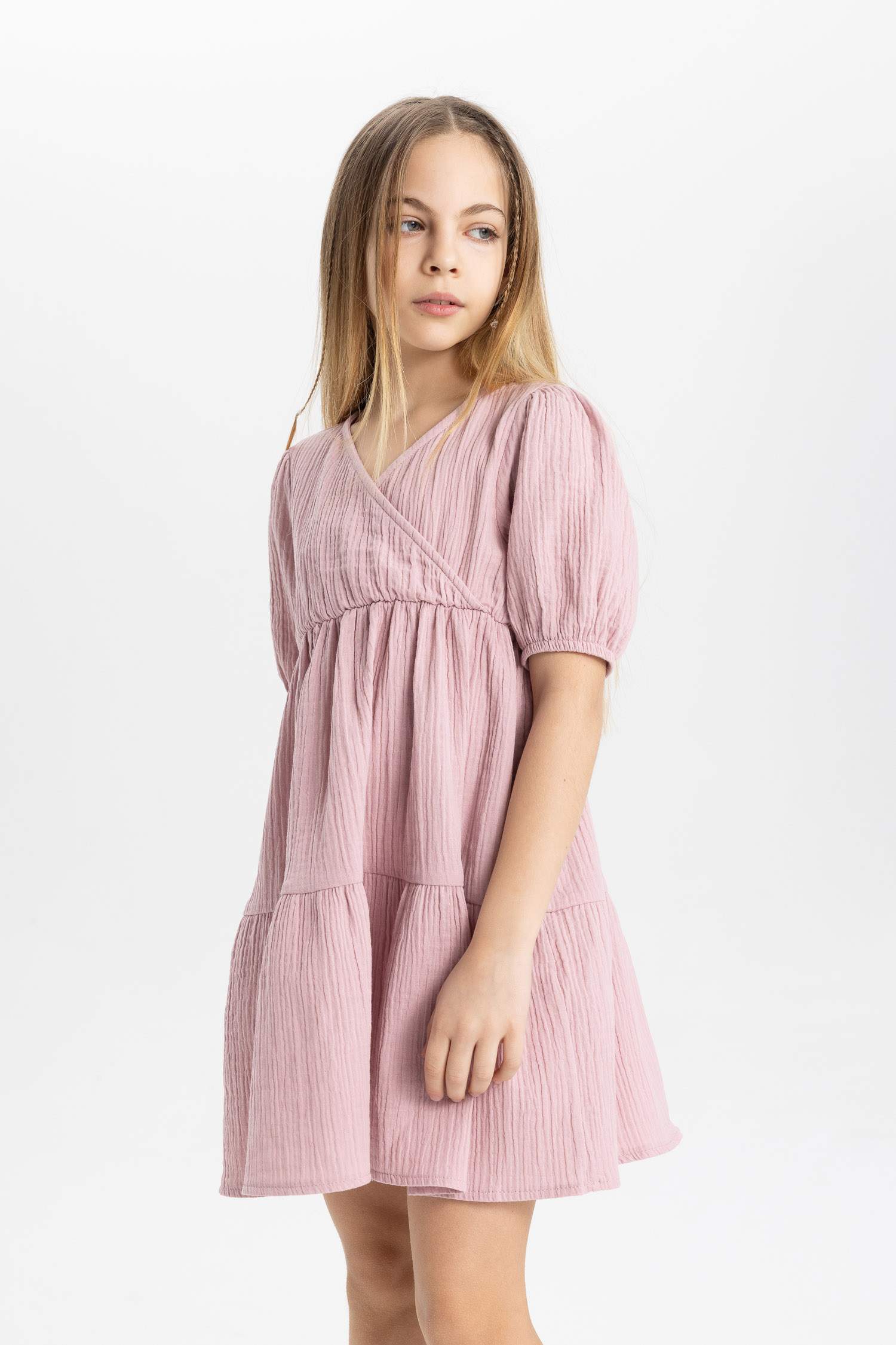 Girl Muslin Short Sleeve Dress