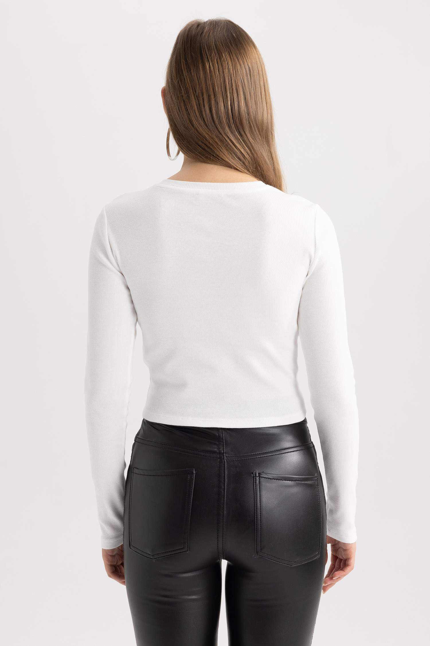 T-Shirt Coupe Slim imprimé Col Rond à Manches Longues