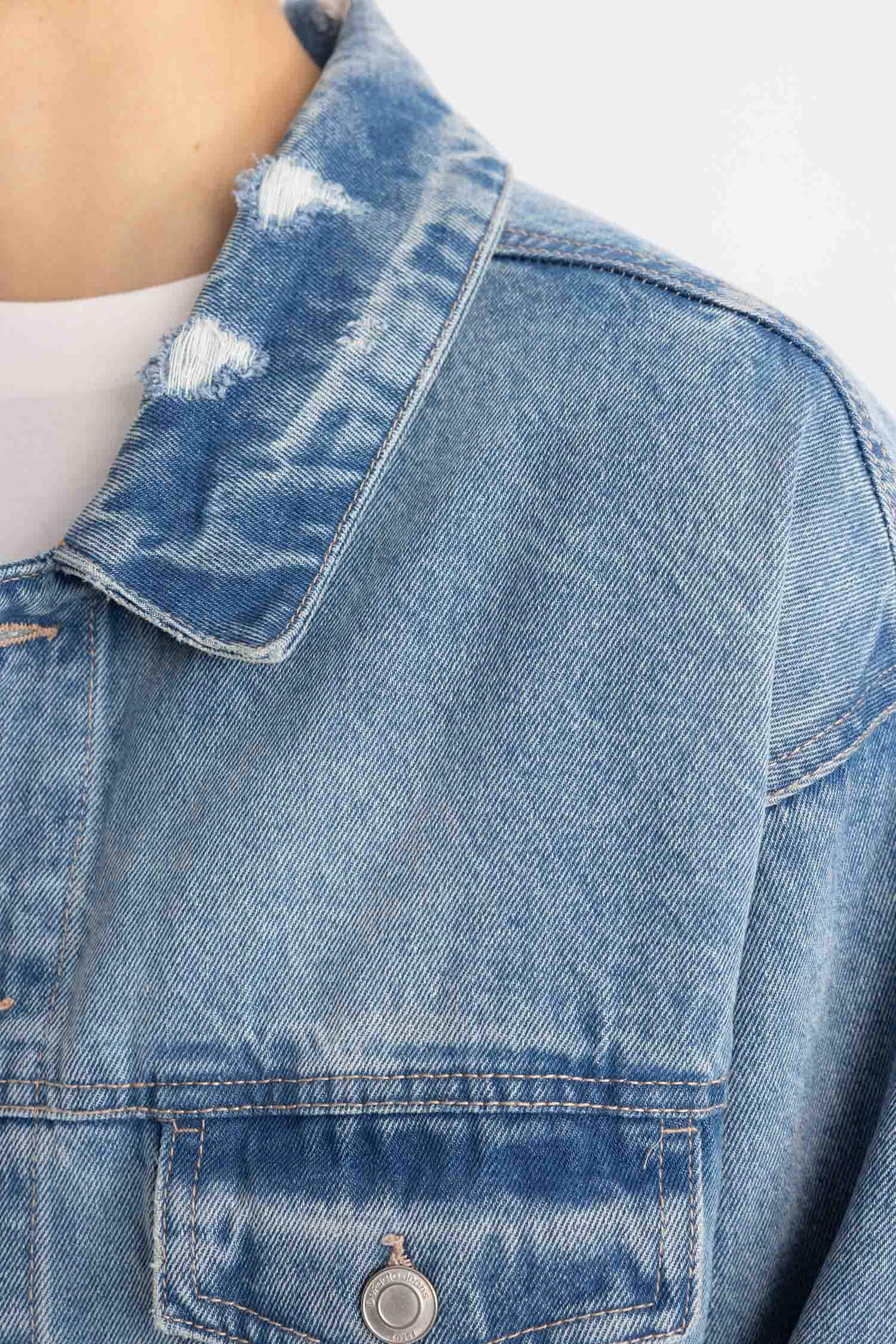 Relax Fit Düğmeli Cepli Mevsimlik Baharlık Jean Ceket