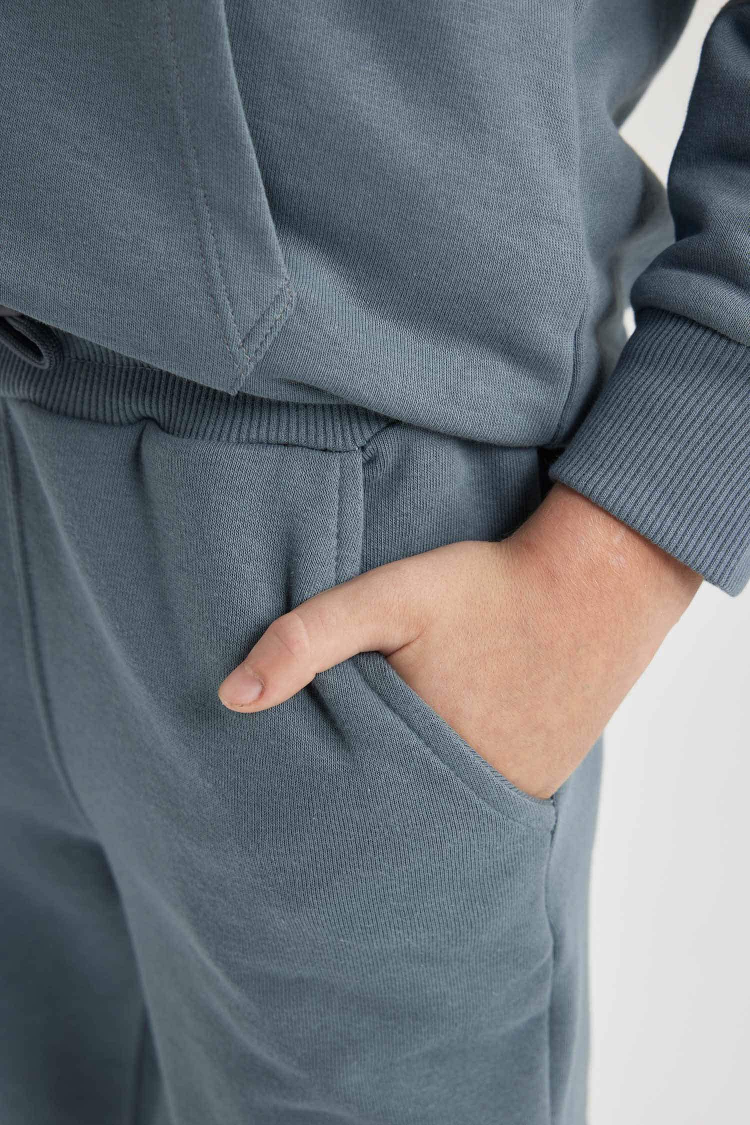 Erkek Çocuk Beli Paçası Lastikli Basic Düz Jogger Eşofman Altı