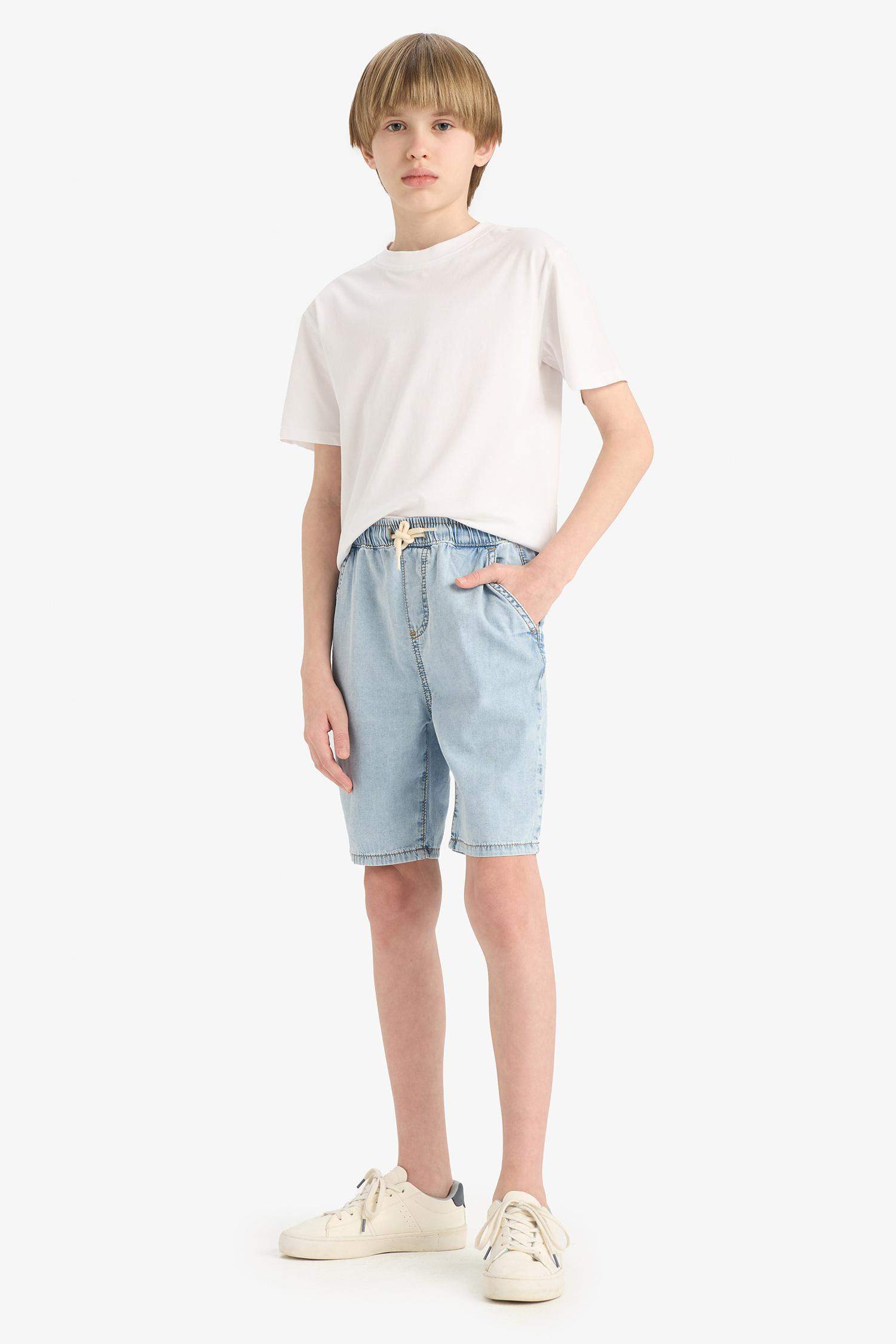 Erkek Çocuk Beli Lastikli Jean Şort