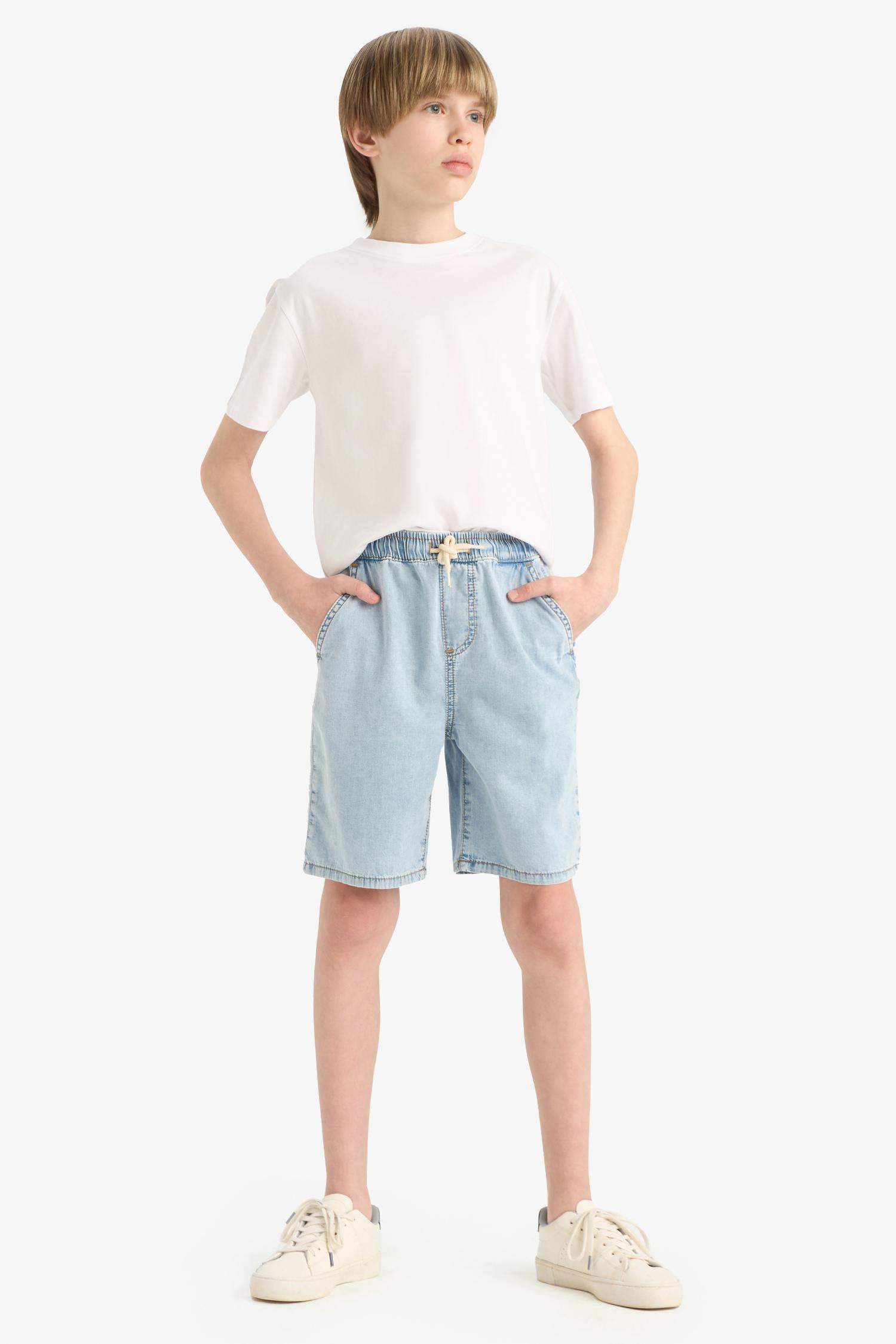 Erkek Çocuk Beli Lastikli Jean Şort