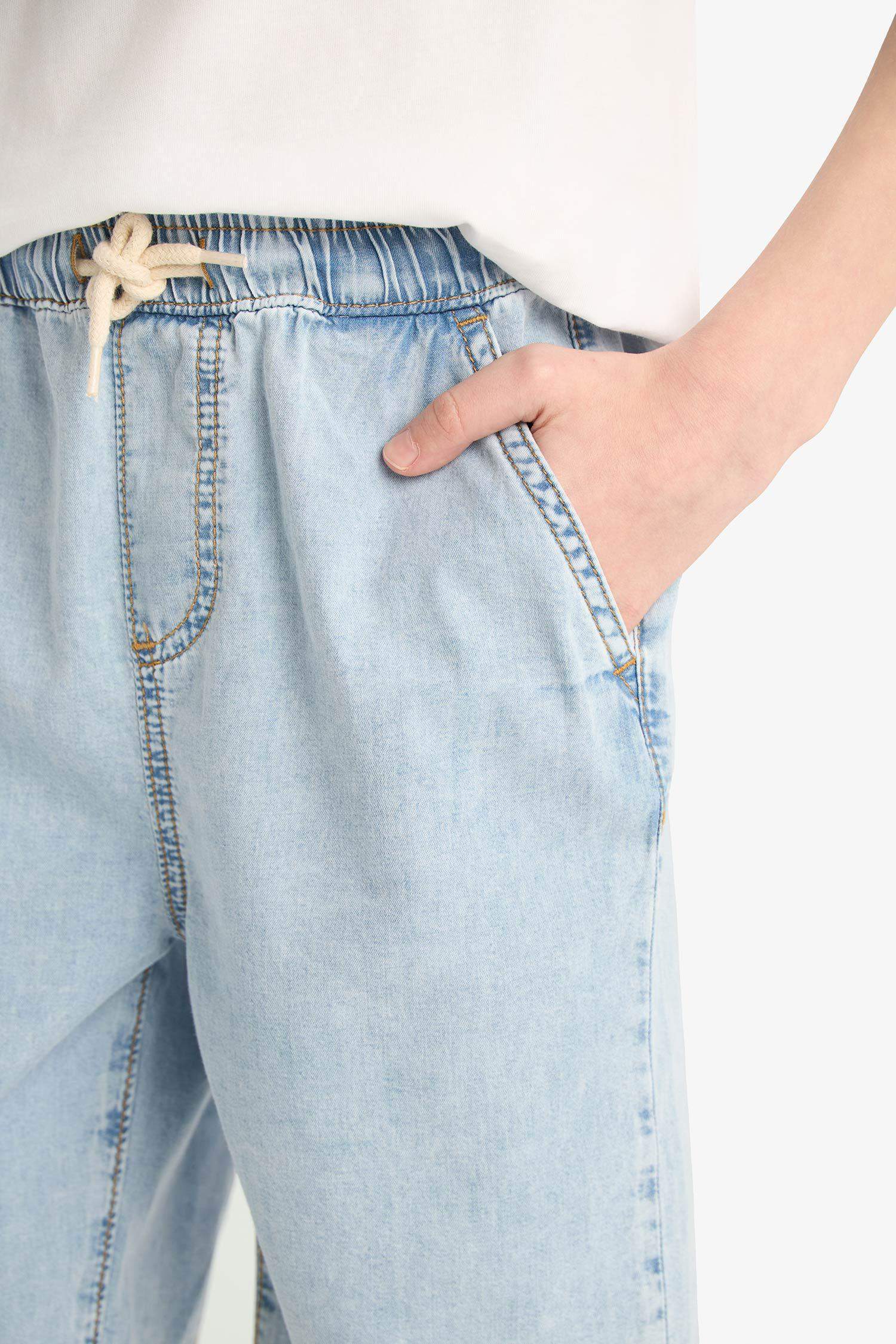 Erkek Çocuk Beli Lastikli Jean Şort