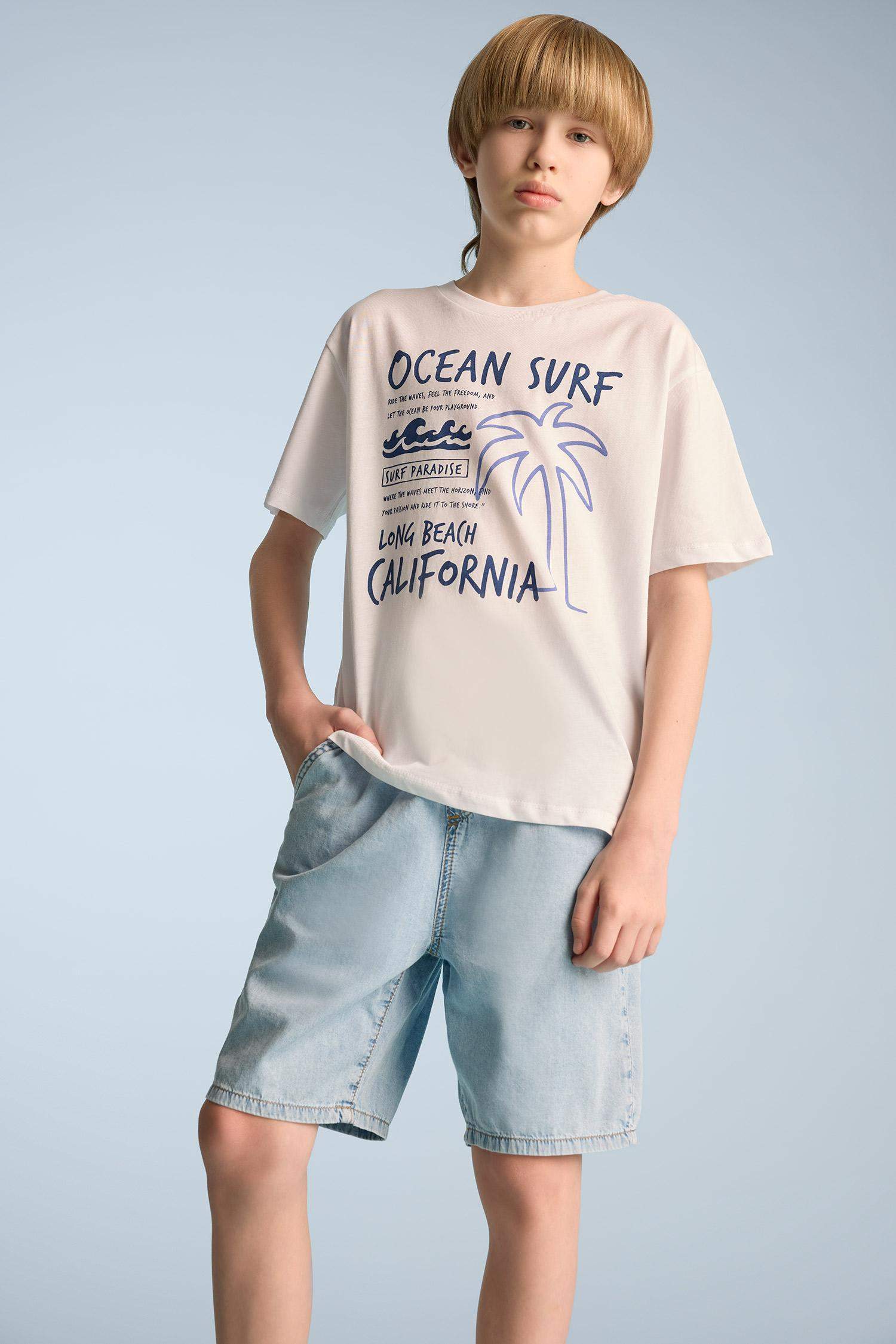 Erkek Çocuk Beli Lastikli Jean Şort