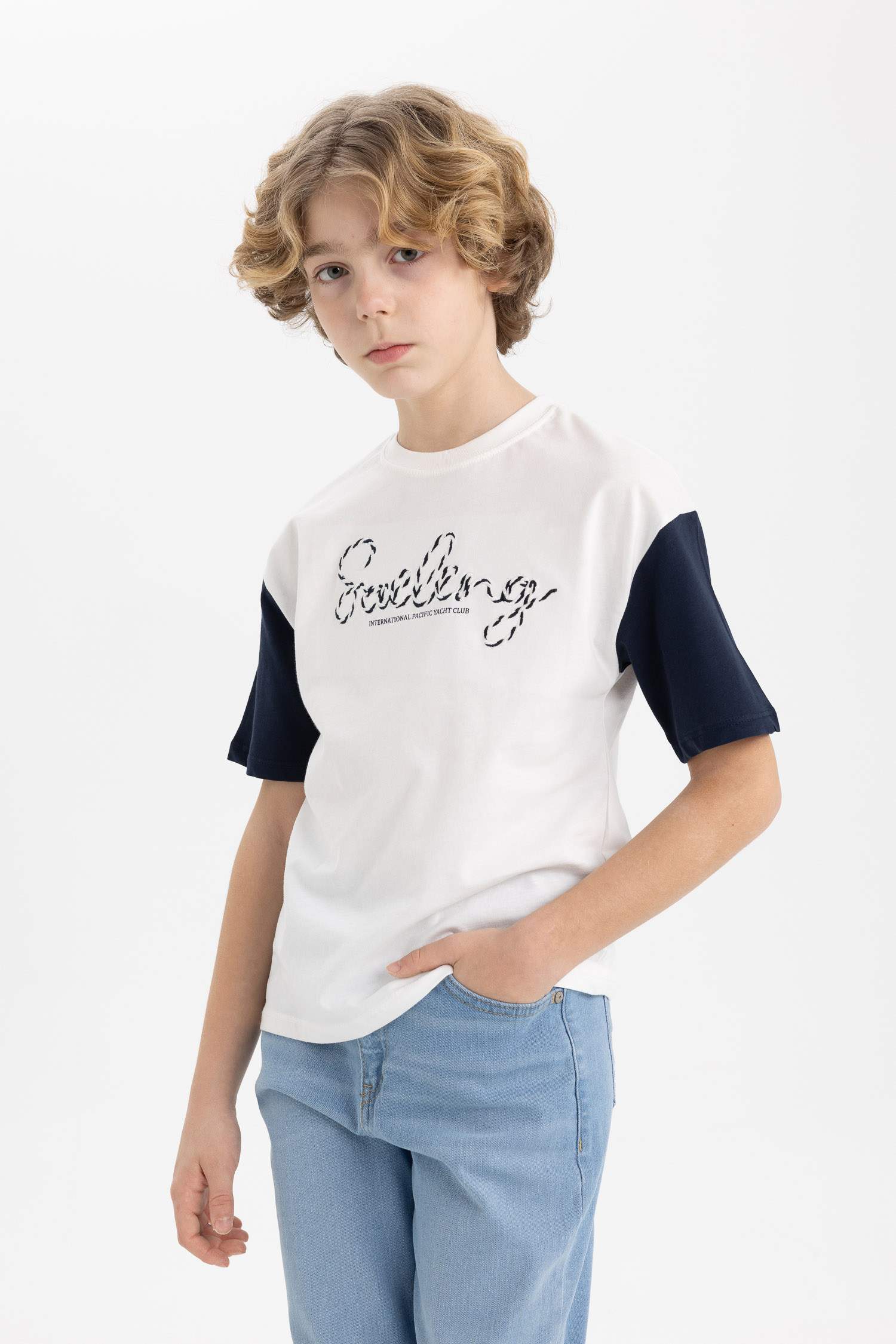 T-Shirt Oversize Col Rond à Manches Courtes et Brodé pour Garçon