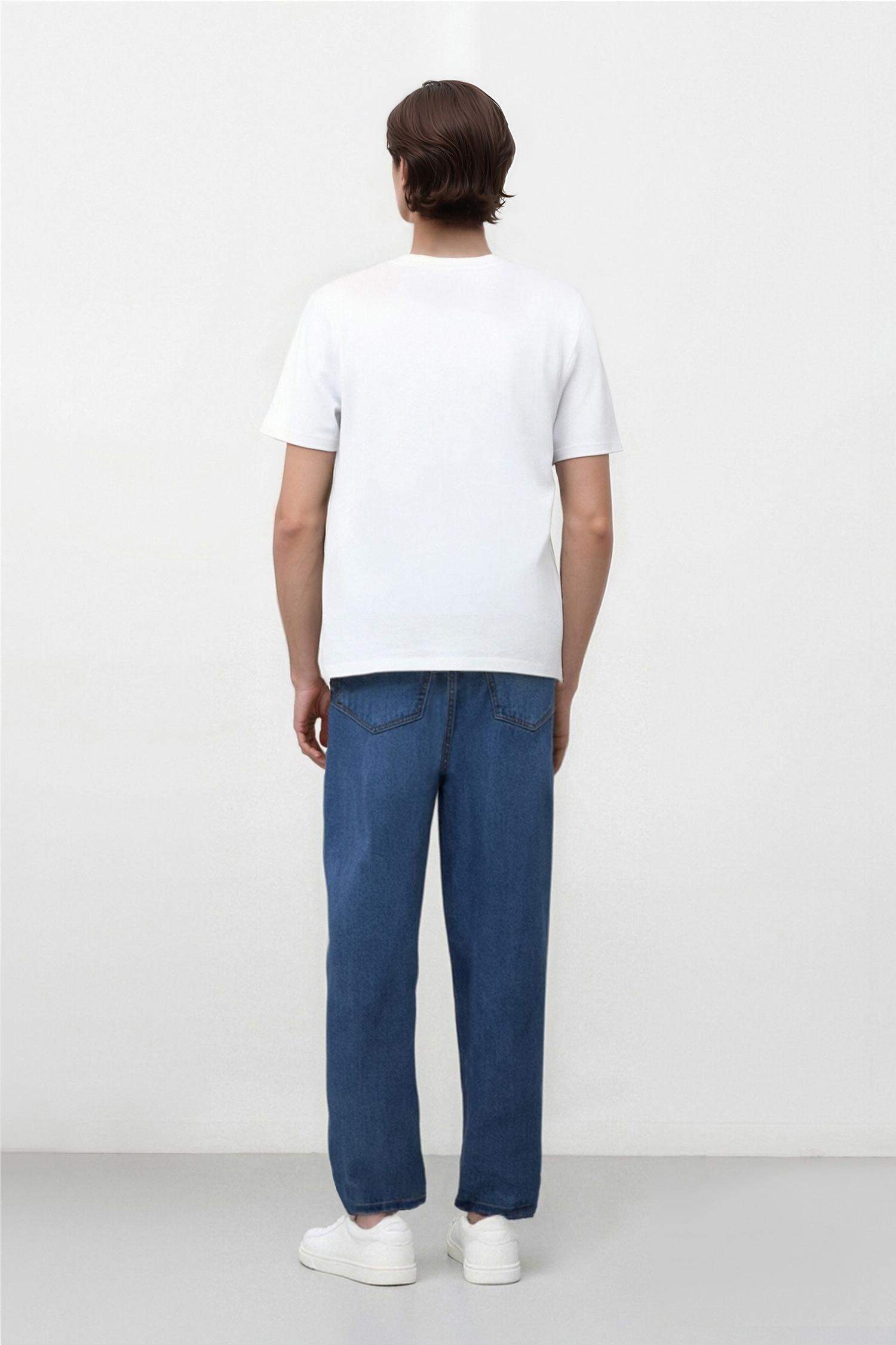 %100 Pamuk Baggy Fit Geniş Kalıp Normal Bel Geniş Paça Jean Pantolon