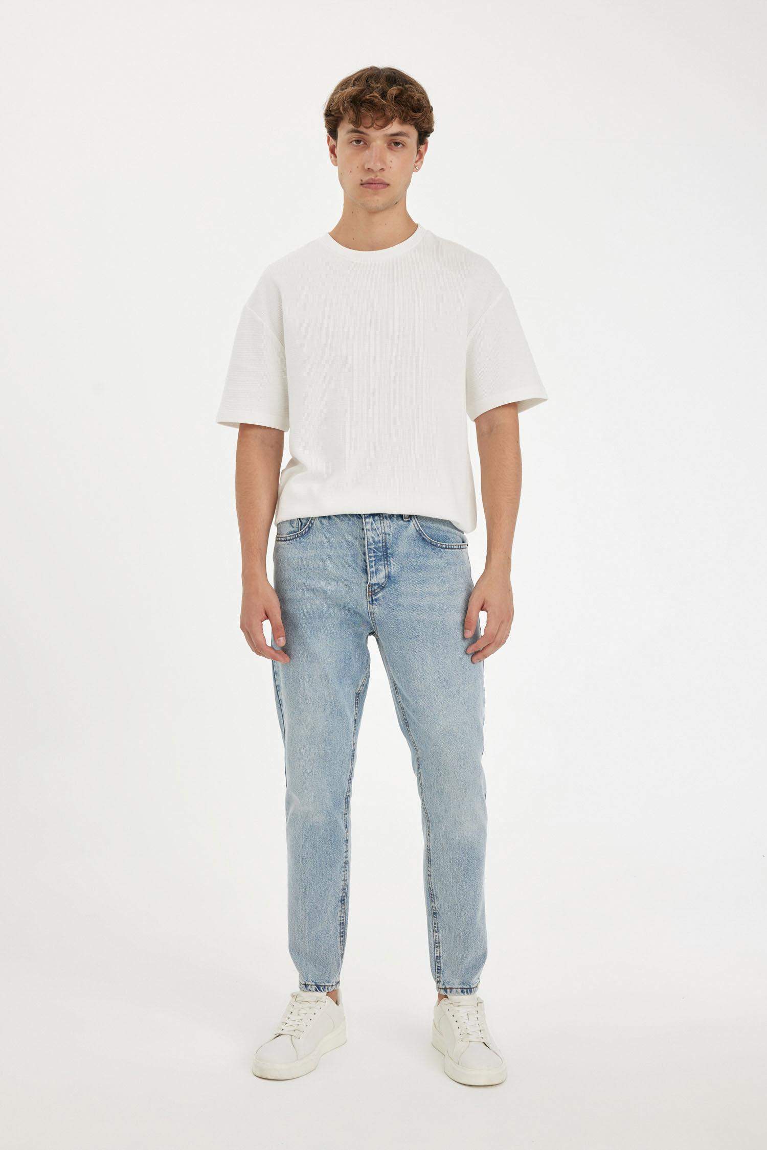 %100 Pamuk 90's Slim Fit Dar Kalıp Yüksek Bel Dar Paça Jean Pantolon