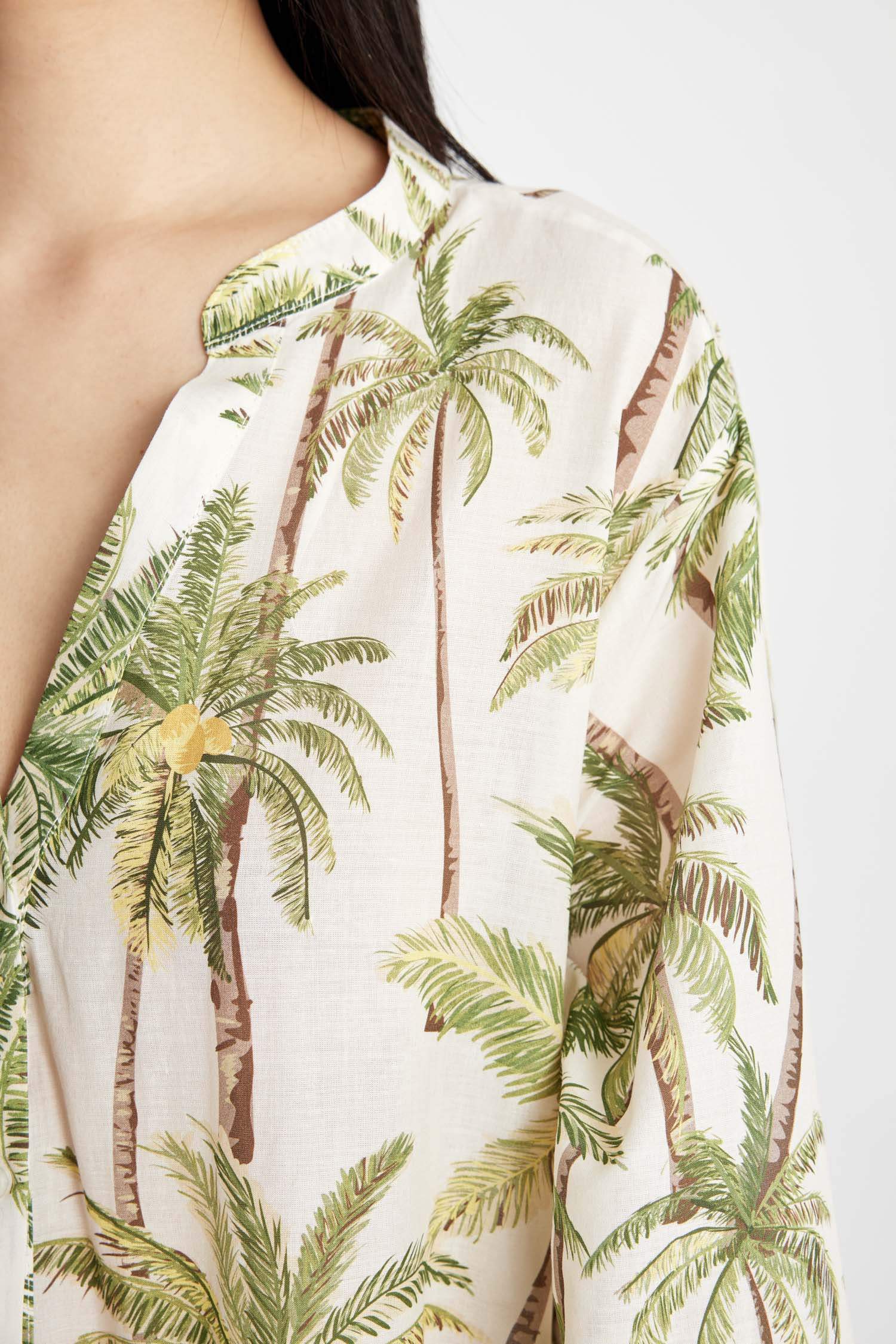 Patterned Long Sleeve Maxi Beach Dress