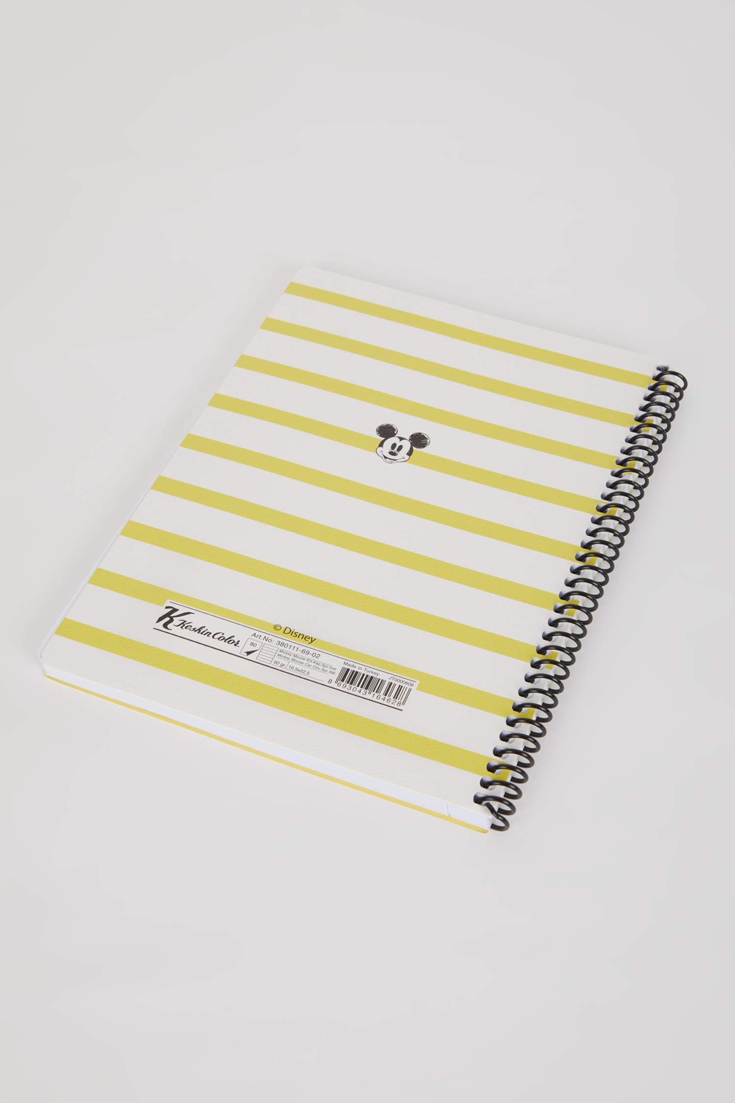 Mickey Mouse Desenli Çizgili Spiralli 16,5x22,5 cm Not Defteri