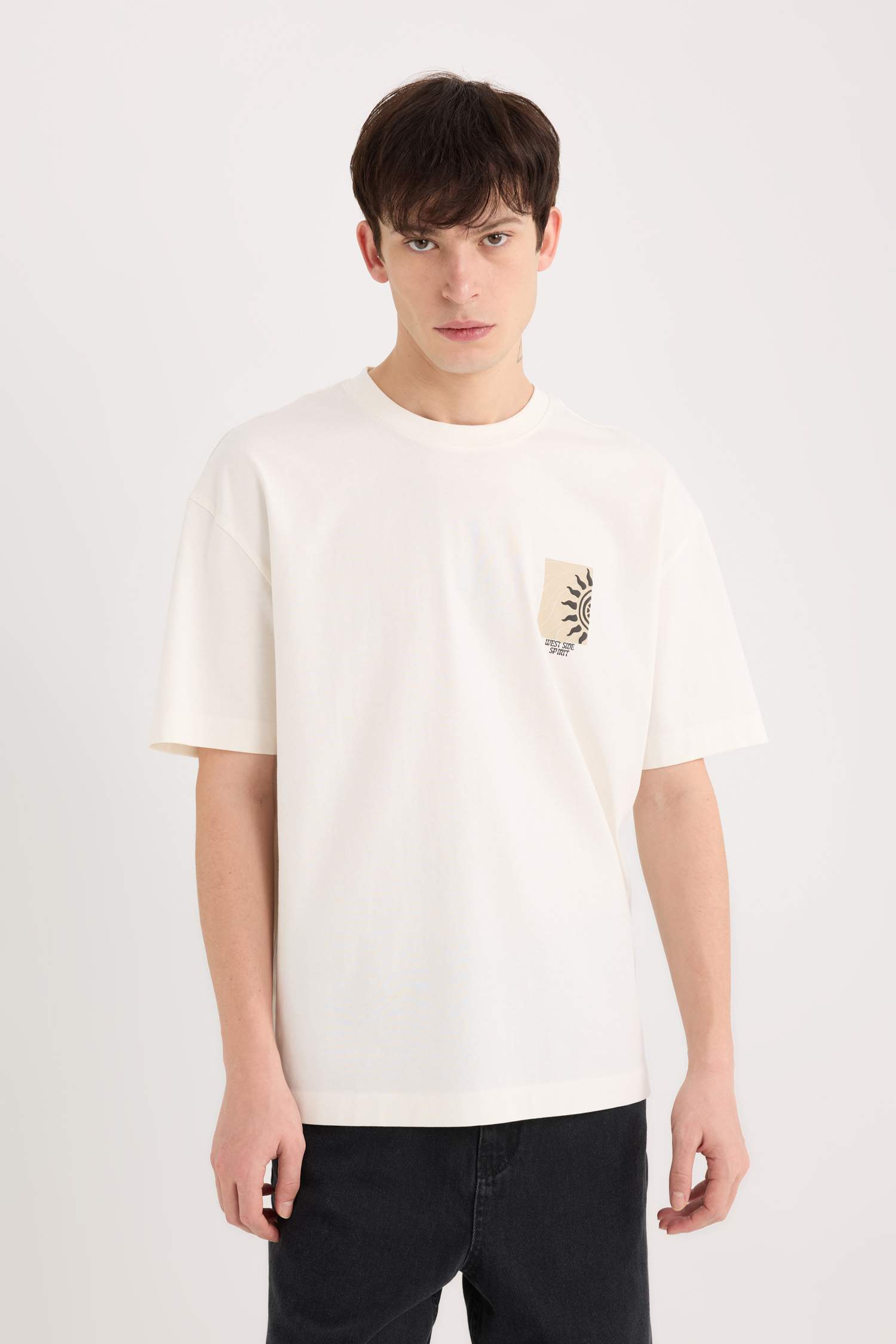 Oversize Fit Crew Neck Printed Short Sleeve T-Shirt