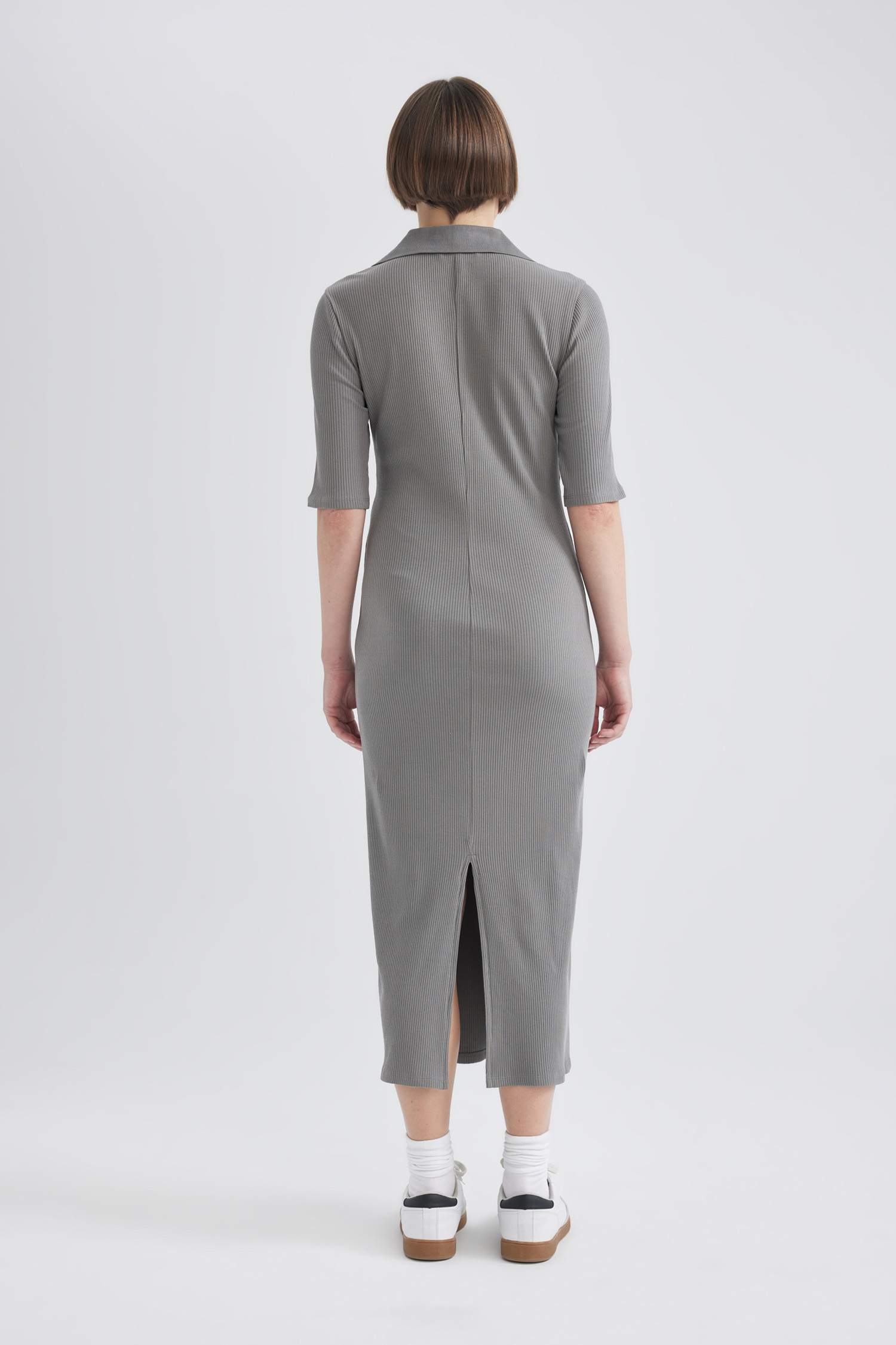 Bodycon Polo Neck Ribbed Camisole Midi Dress