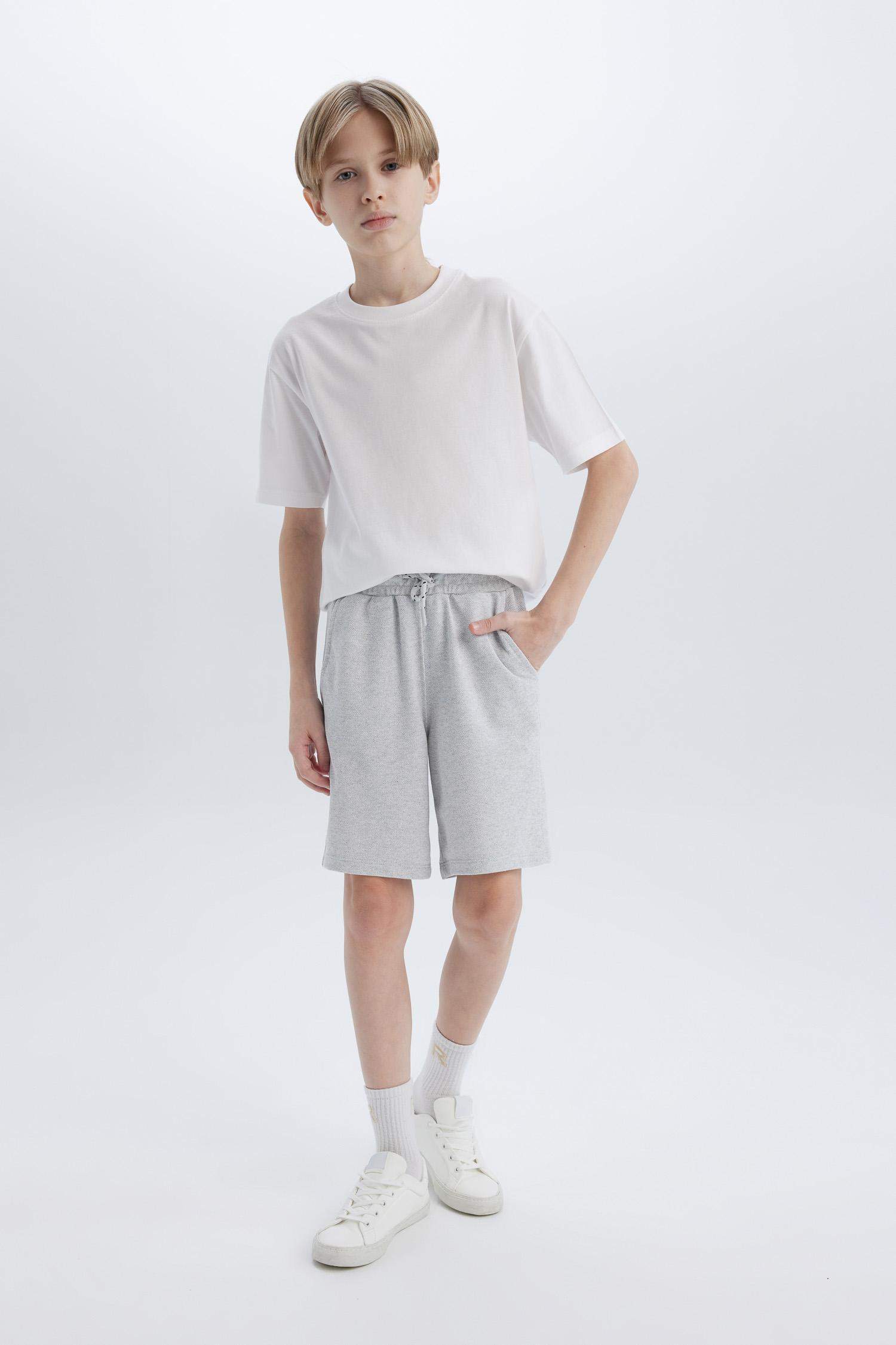 Erkek Çocuk Beli Lastikli Cepli Pike Şort