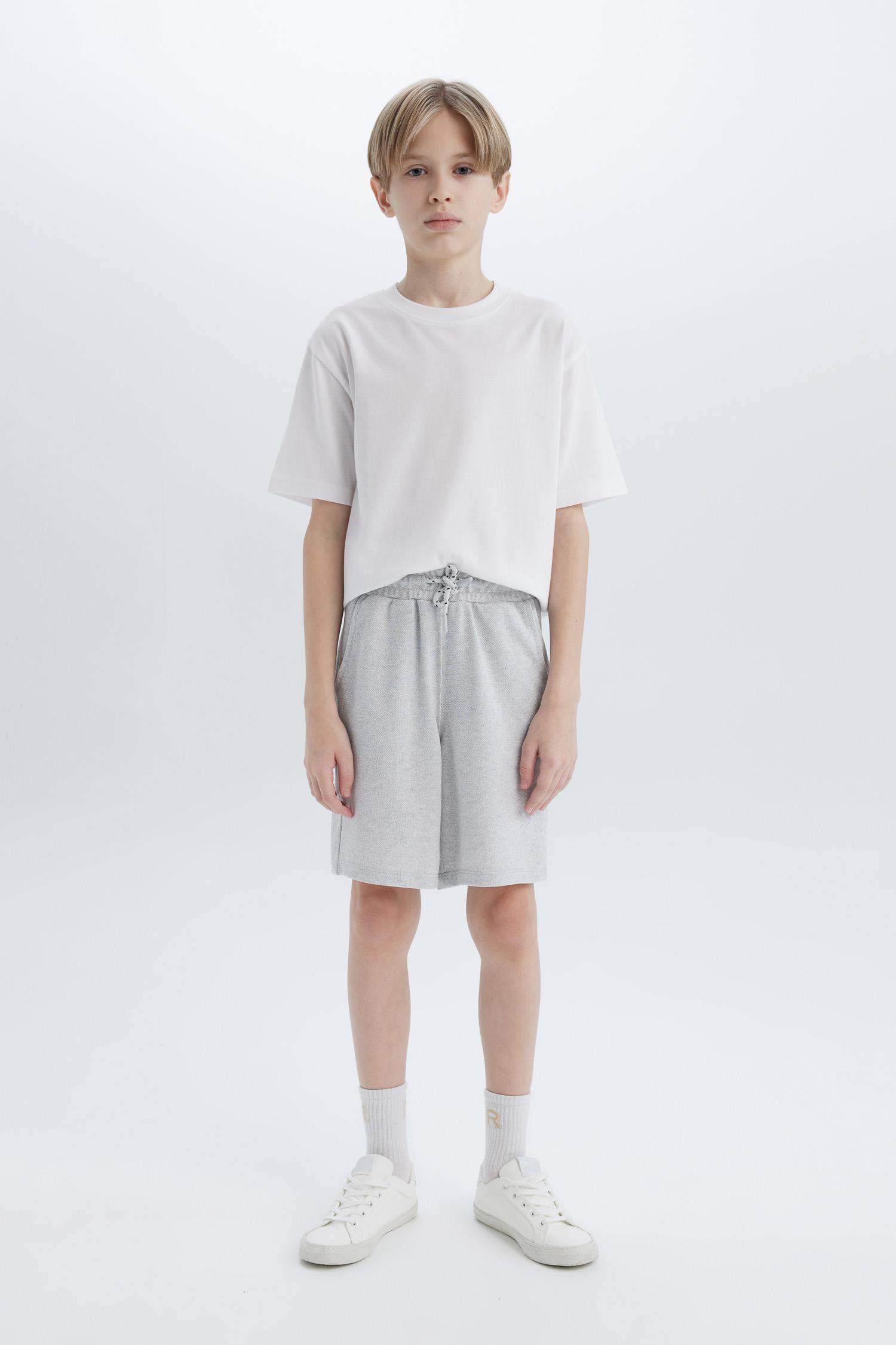 Erkek Çocuk Beli Lastikli Cepli Pike Şort