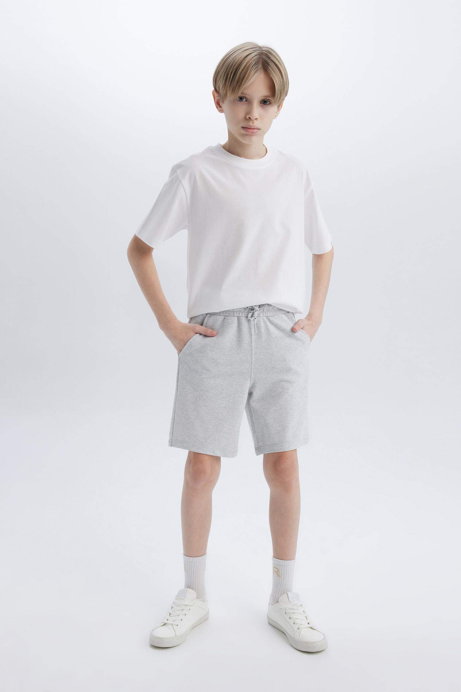 Erkek Çocuk Beli Lastikli Cepli Pike Şort