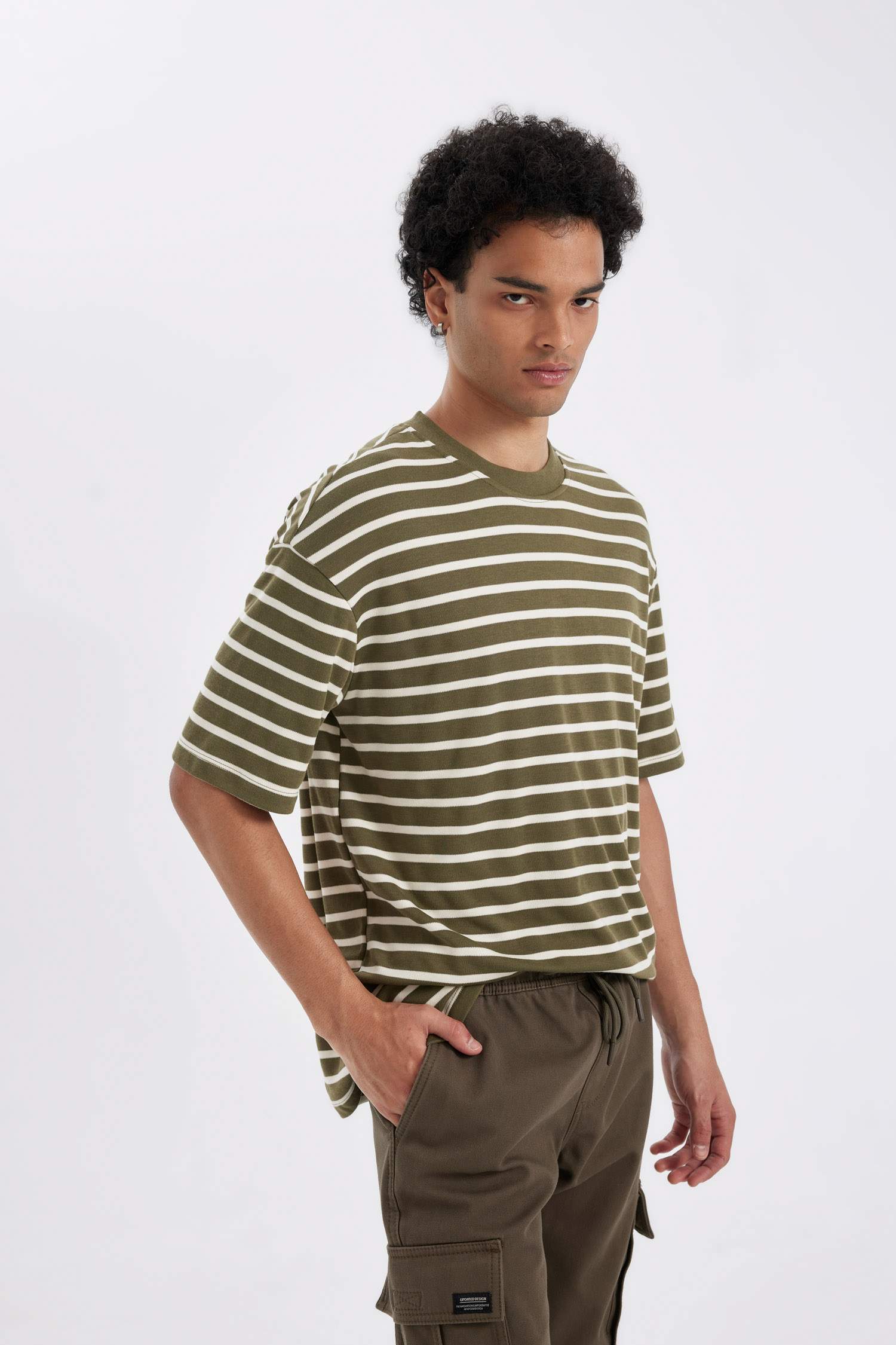Comfort Regular Fit Crew Neck Striped Heavy Fabric T-Shirt