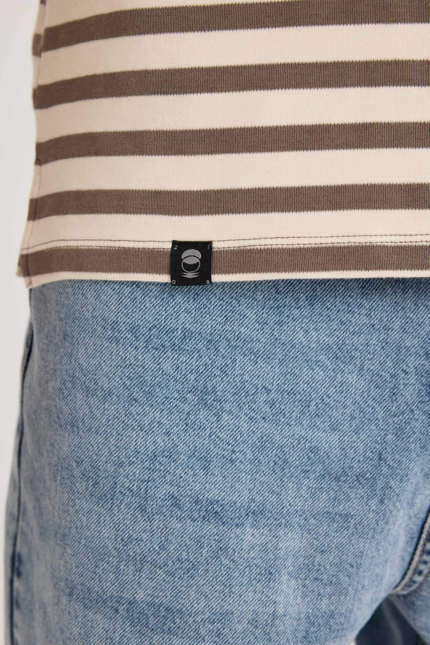 Boxy Fit Crew Neck Striped Short Sleeve T-Shirt