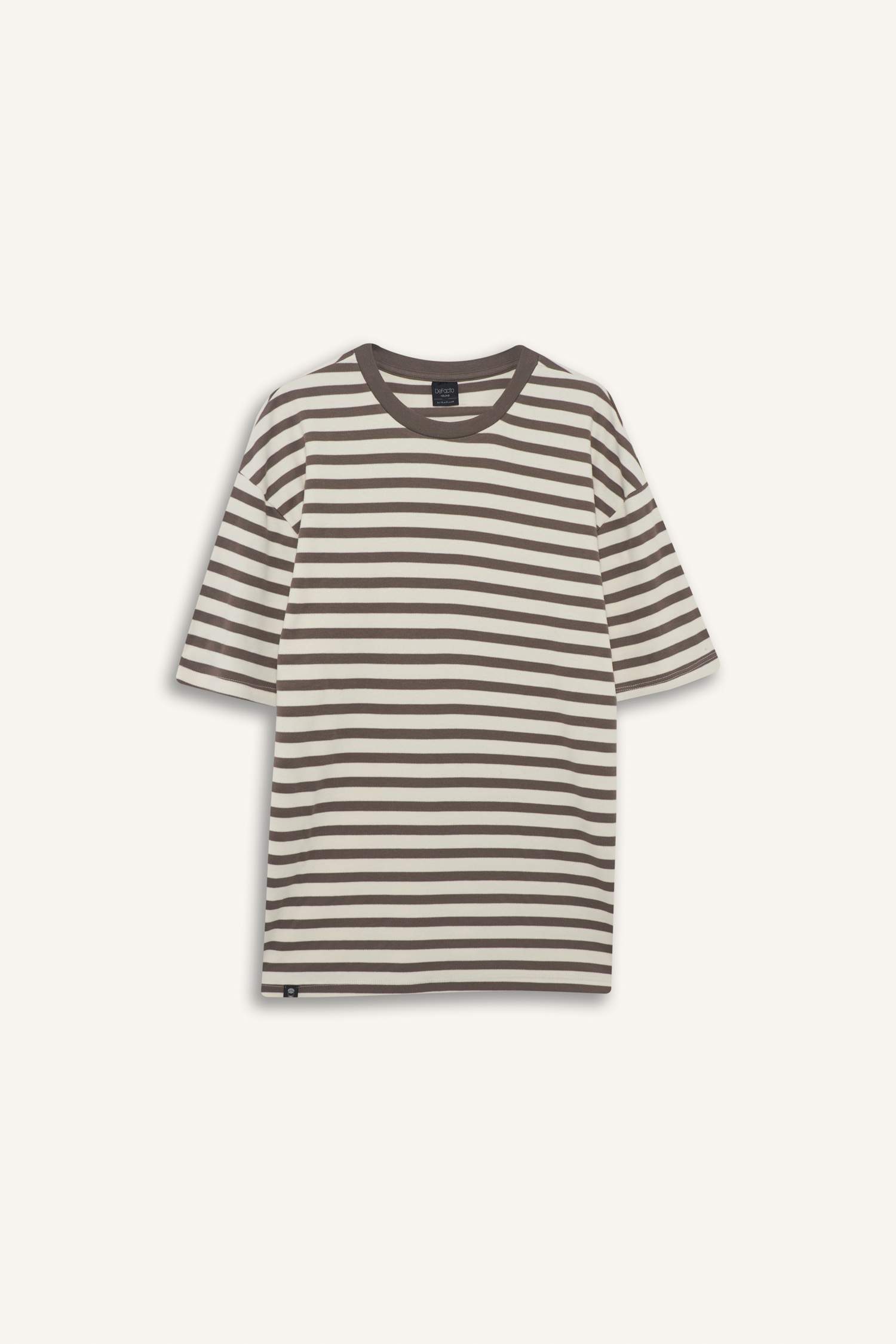 Boxy Fit Crew Neck Striped Short Sleeve T-Shirt