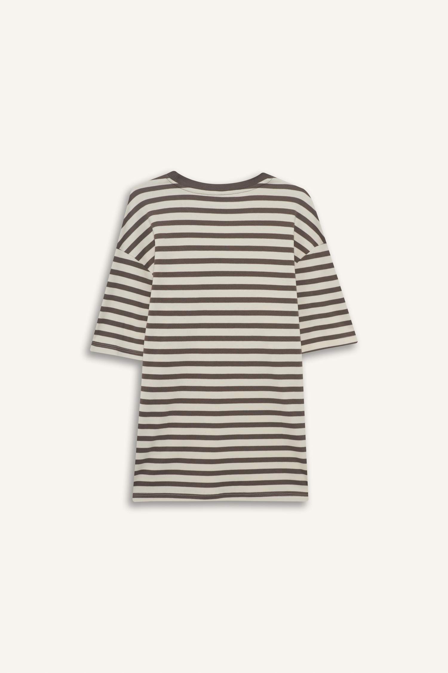 Boxy Fit Crew Neck Striped Short Sleeve T-Shirt