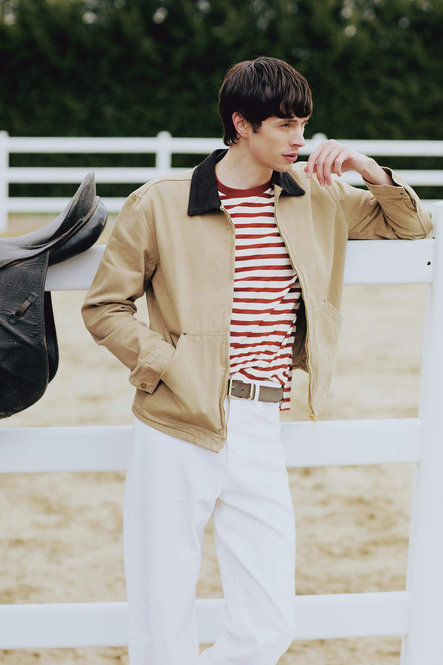 Boxy Fit Crew Neck Striped Short Sleeve T-Shirt