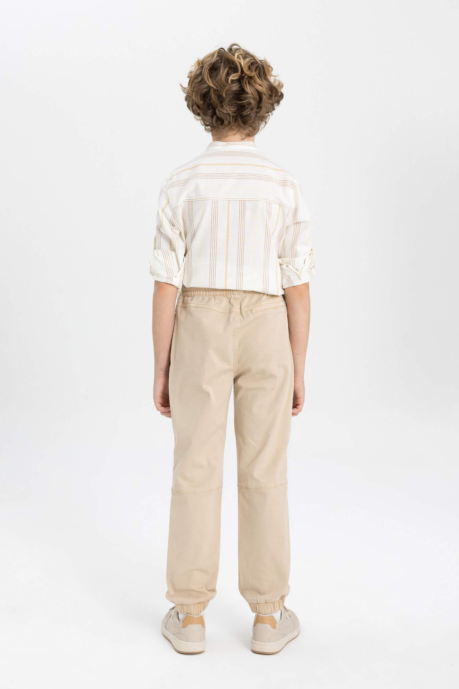 Erkek Çocuk Beli Bağcıklı Lastikli Paça Cepli Jogger Gabardin Pantolon