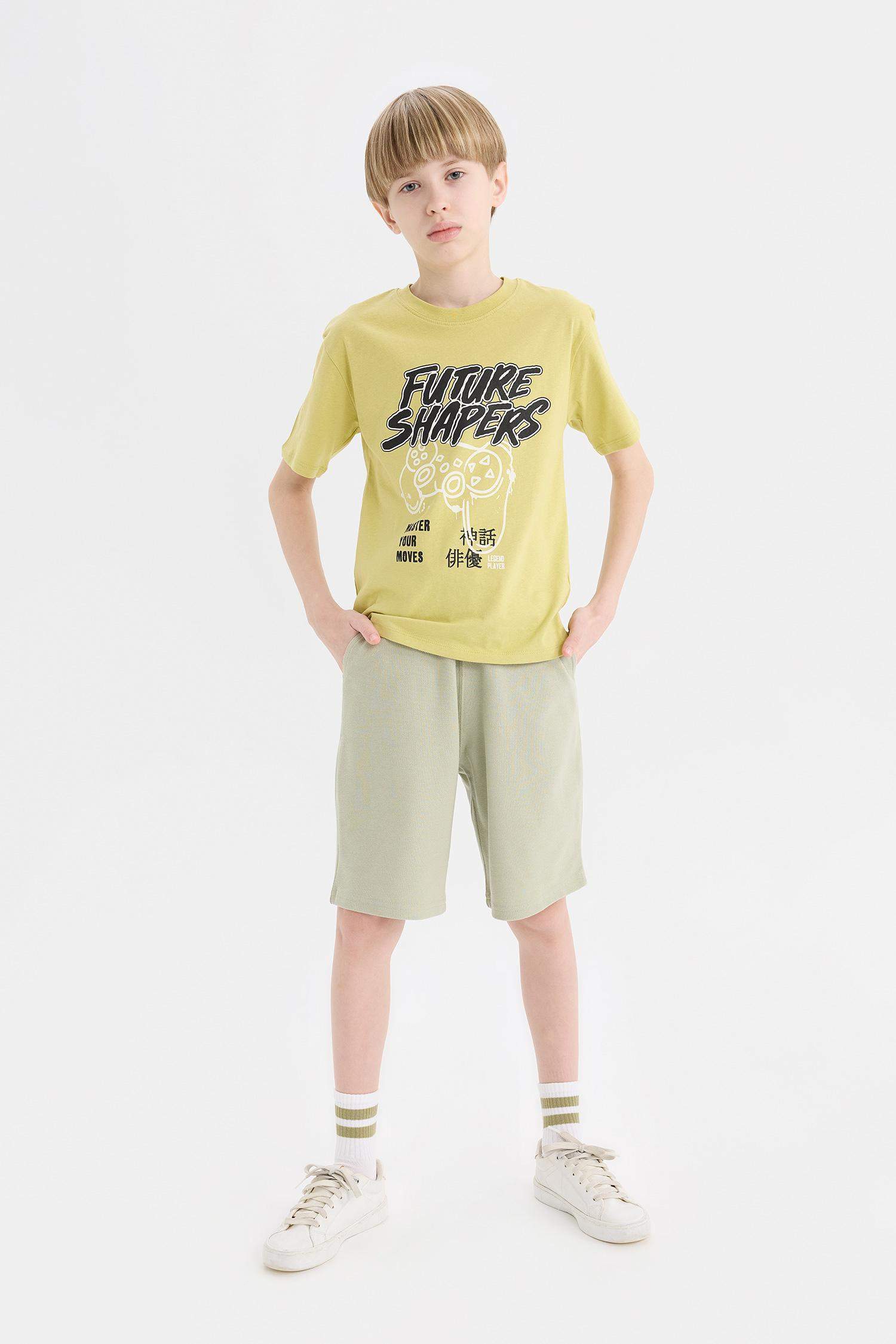 Boy Elastic Waist Pique Shorts