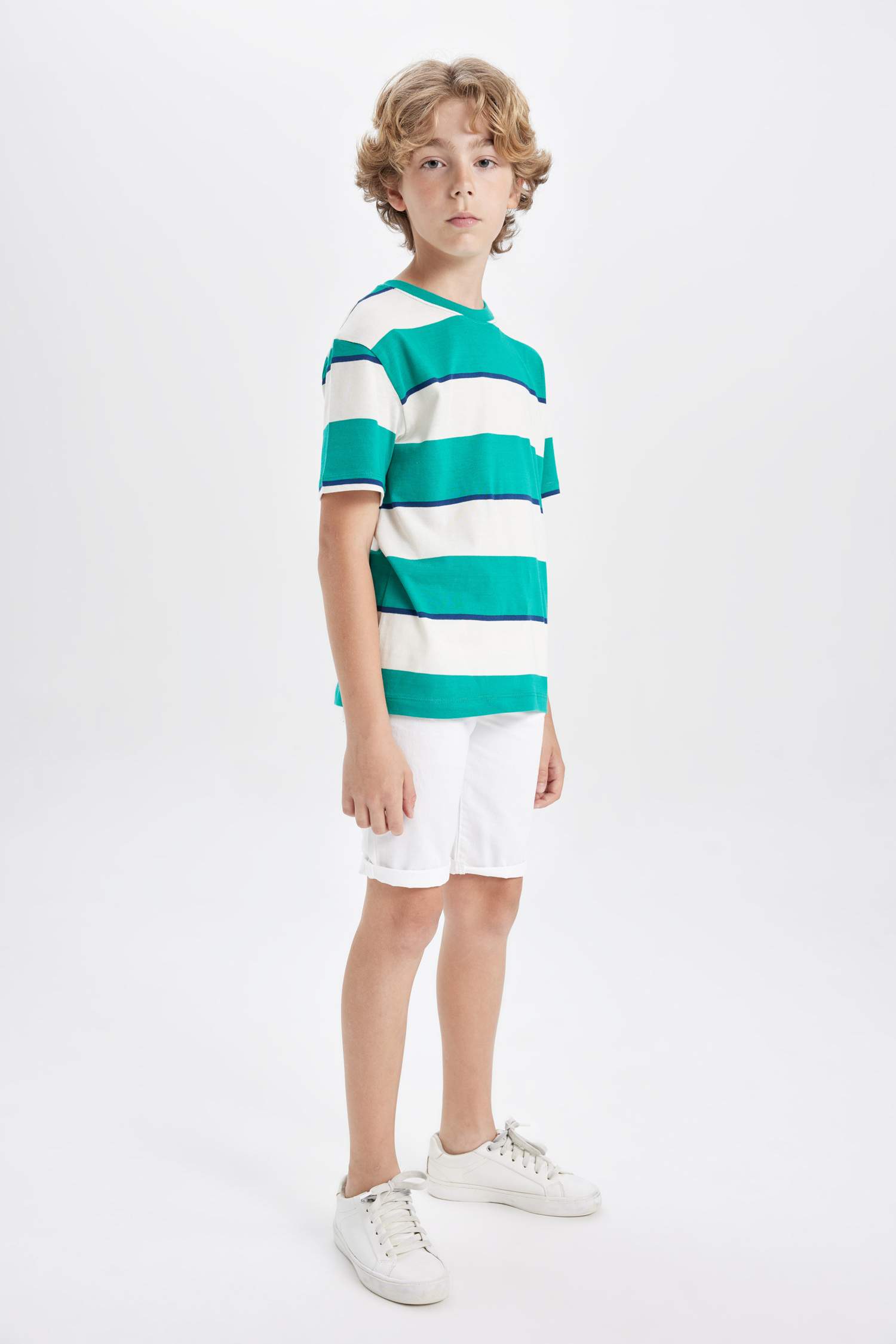 Boy Crew Neck Striped Short Sleeve T-Shirt