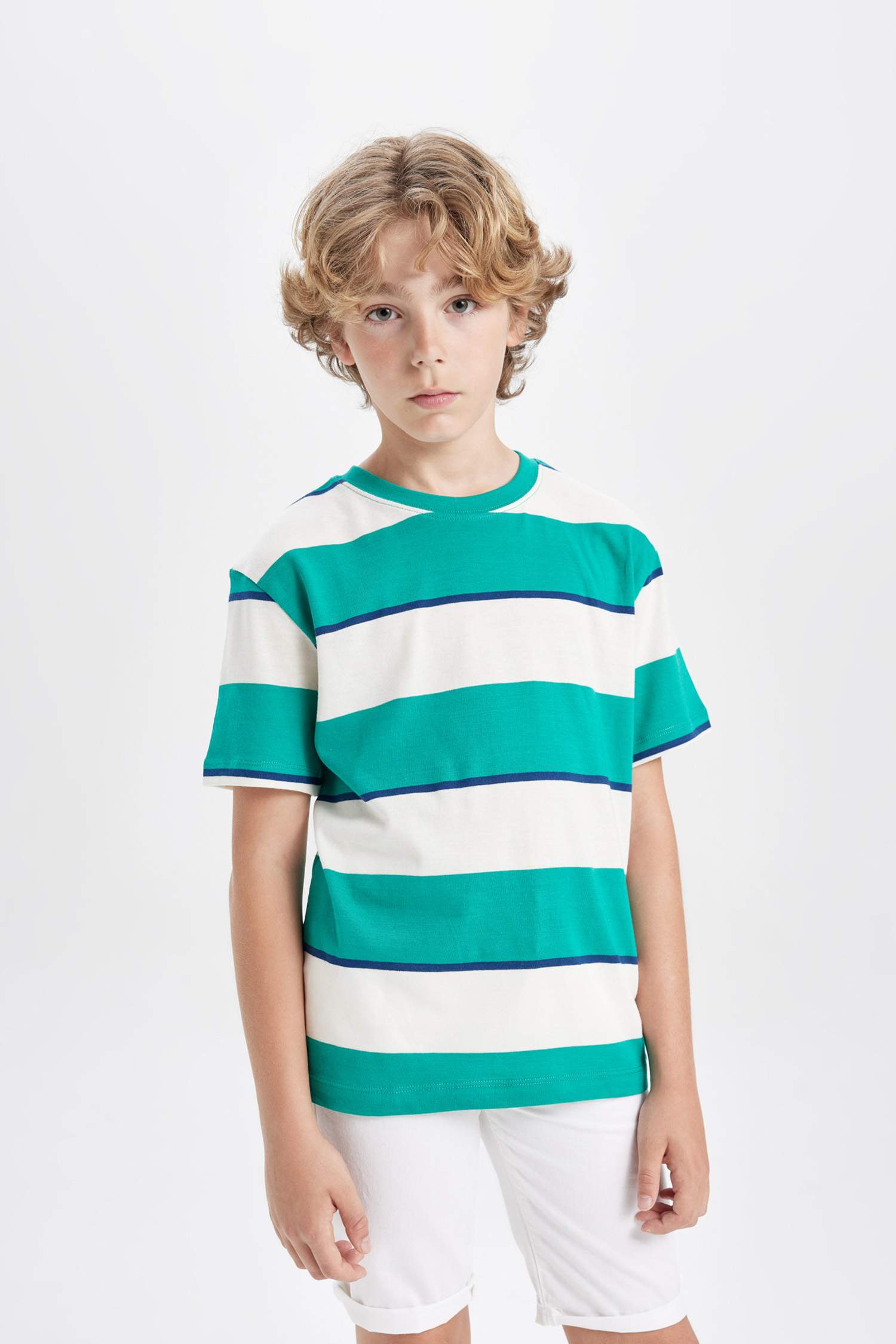 Boy Crew Neck Striped Short Sleeve T-Shirt