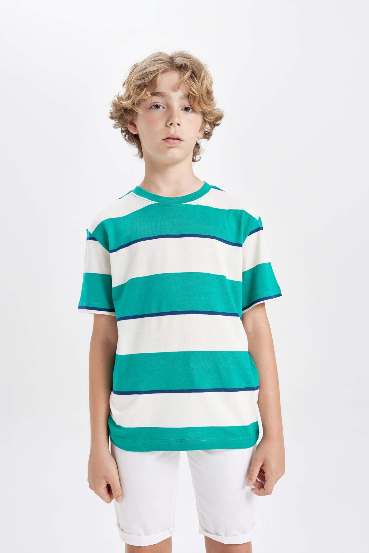 Boy Crew Neck Striped Short Sleeve T-Shirt