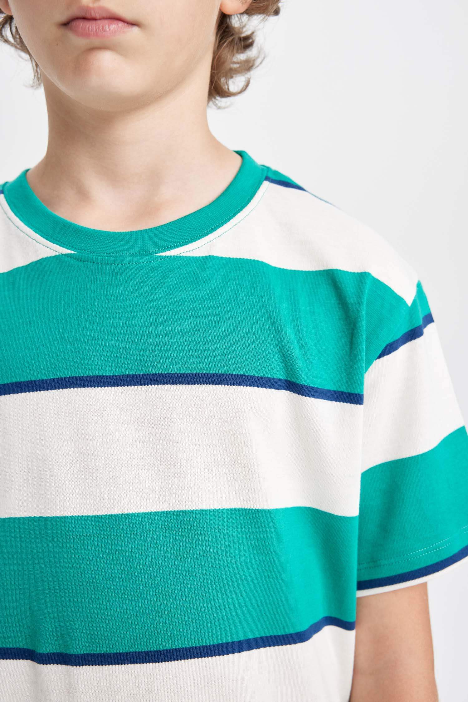 Boy Crew Neck Striped Short Sleeve T-Shirt