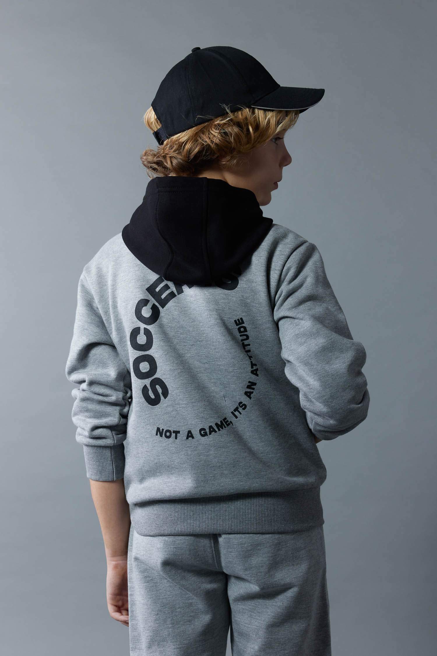 Erkek Çocuk Baskılı Kapüşonlu Kalın Sweatshirt